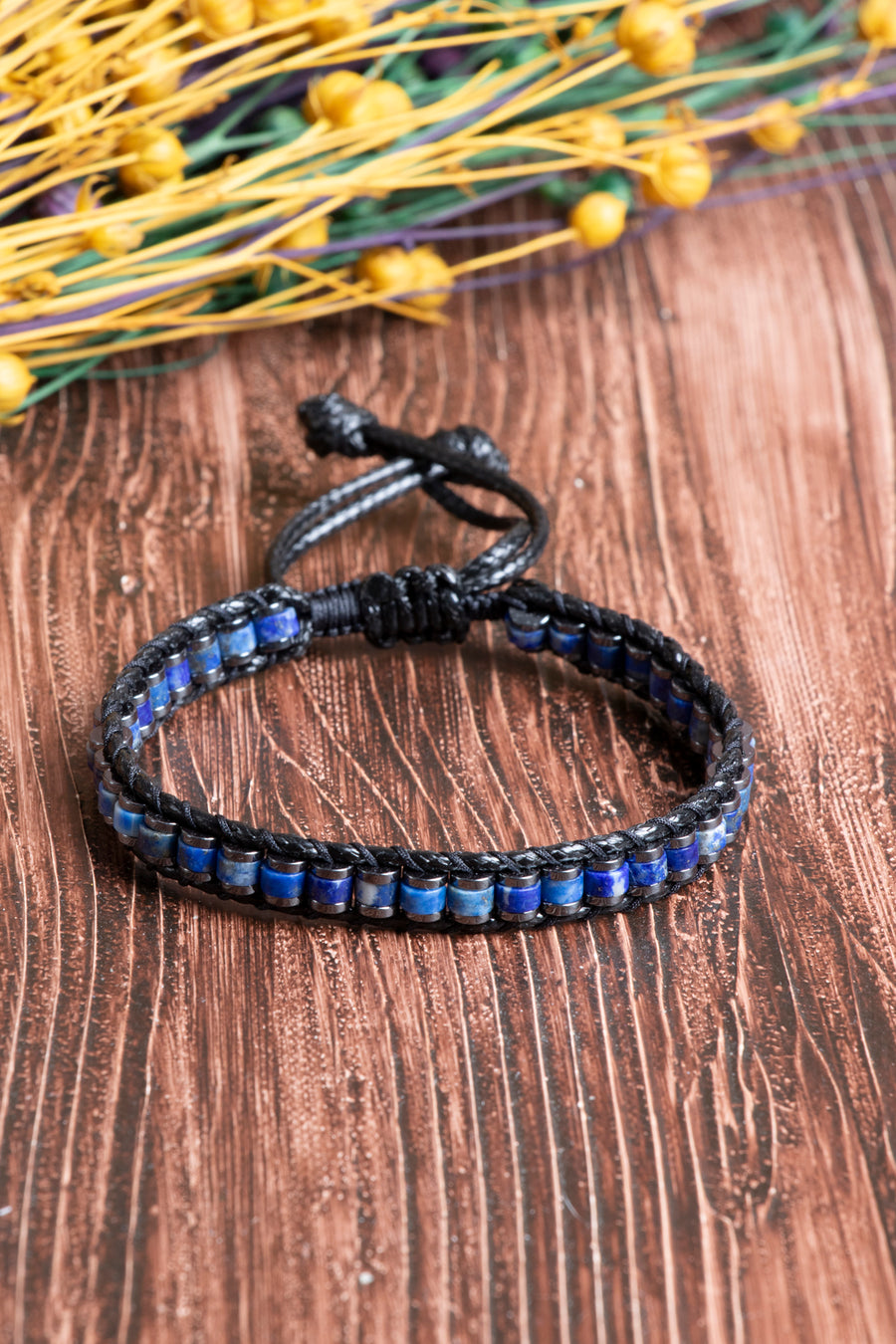 Sertifikalı Lapis Lazuli - Hematit Doğal Taş Erkek Bileklik