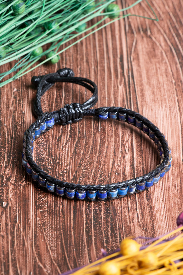 Sertifikalı Lapis Lazuli - Hematit Doğal Taş Erkek Bileklik