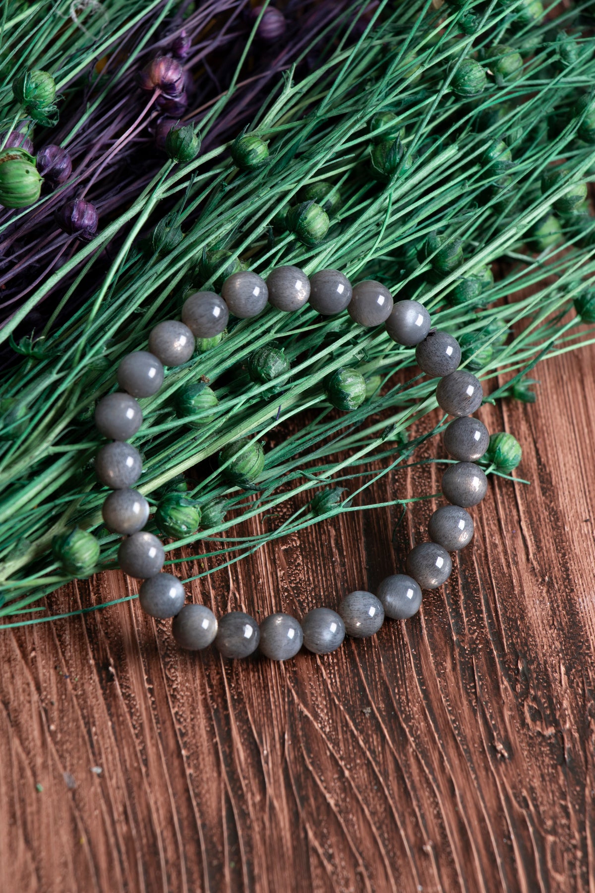 Image of Orijinal Sertifikalı Siyah Ay Taşı (8mm) Doğal Taş Bileklik