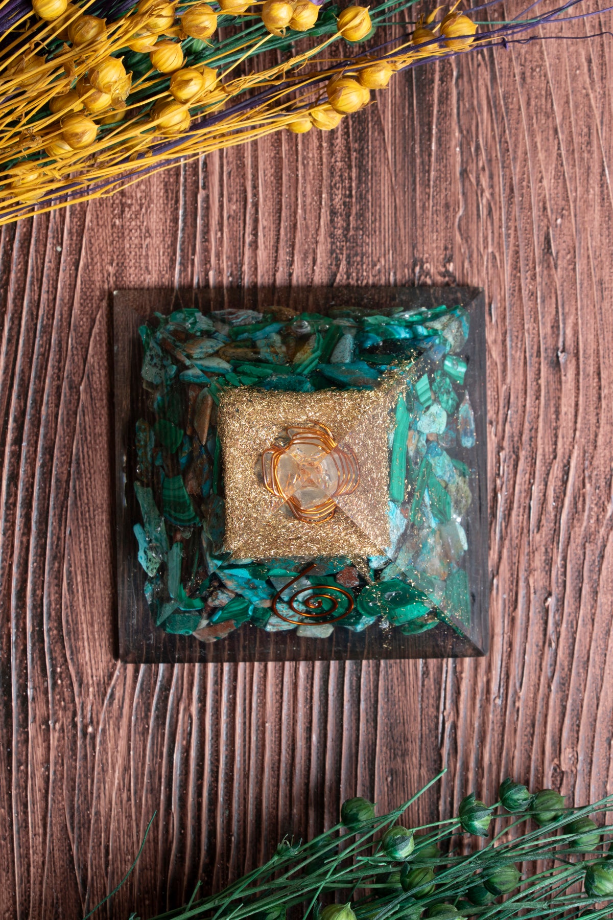 Image of Sertifikalı Malahit Doğal Taş Dönüşüm Piramidi S.K: 0013