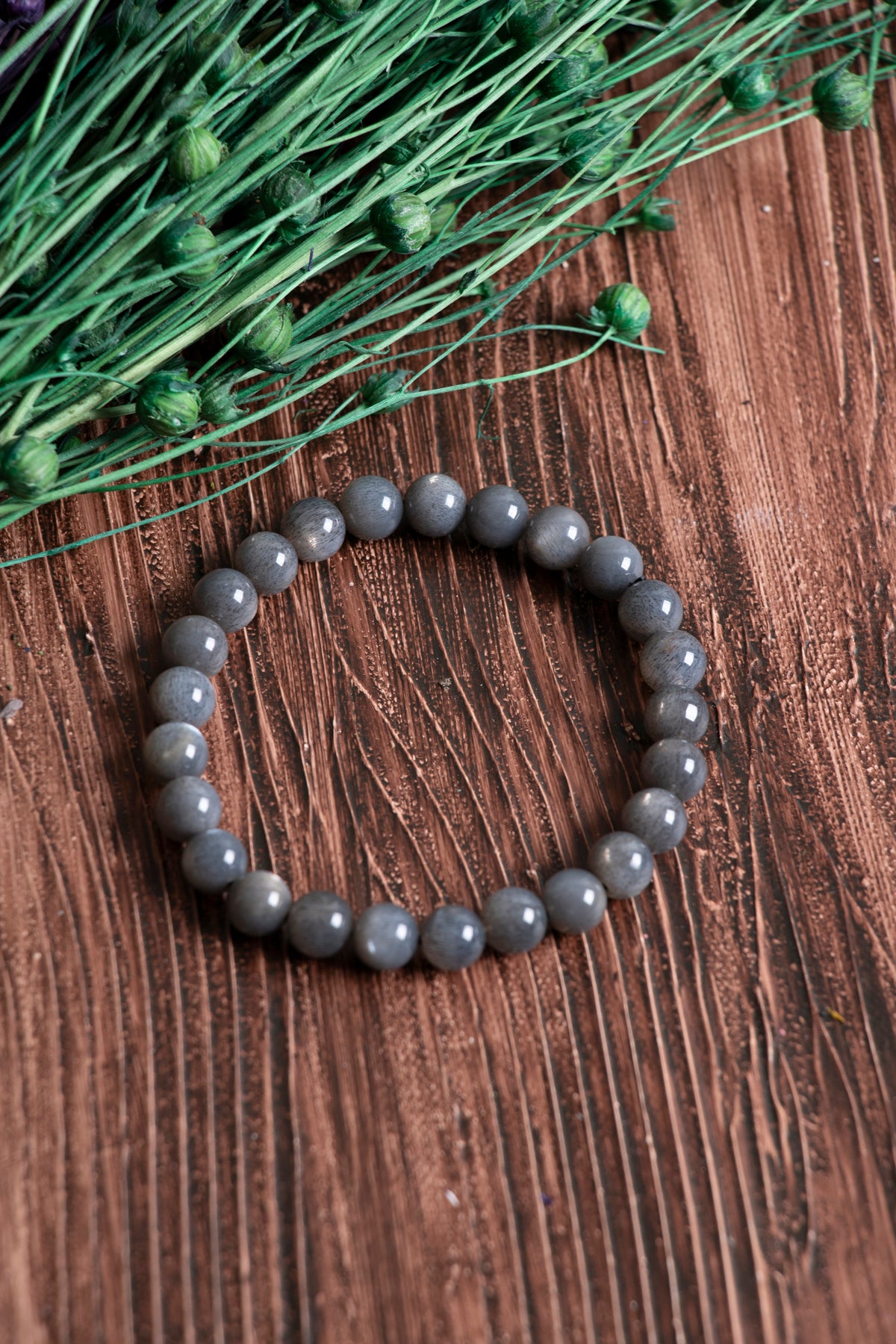 Image of Orijinal Sertifikalı Siyah Ay Taşı (8mm) Doğal Taş Bileklik