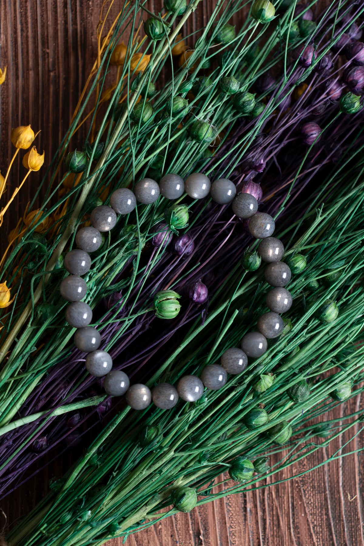 Image of Orijinal Sertifikalı Siyah Ay Taşı (8mm) Doğal Taş Bileklik