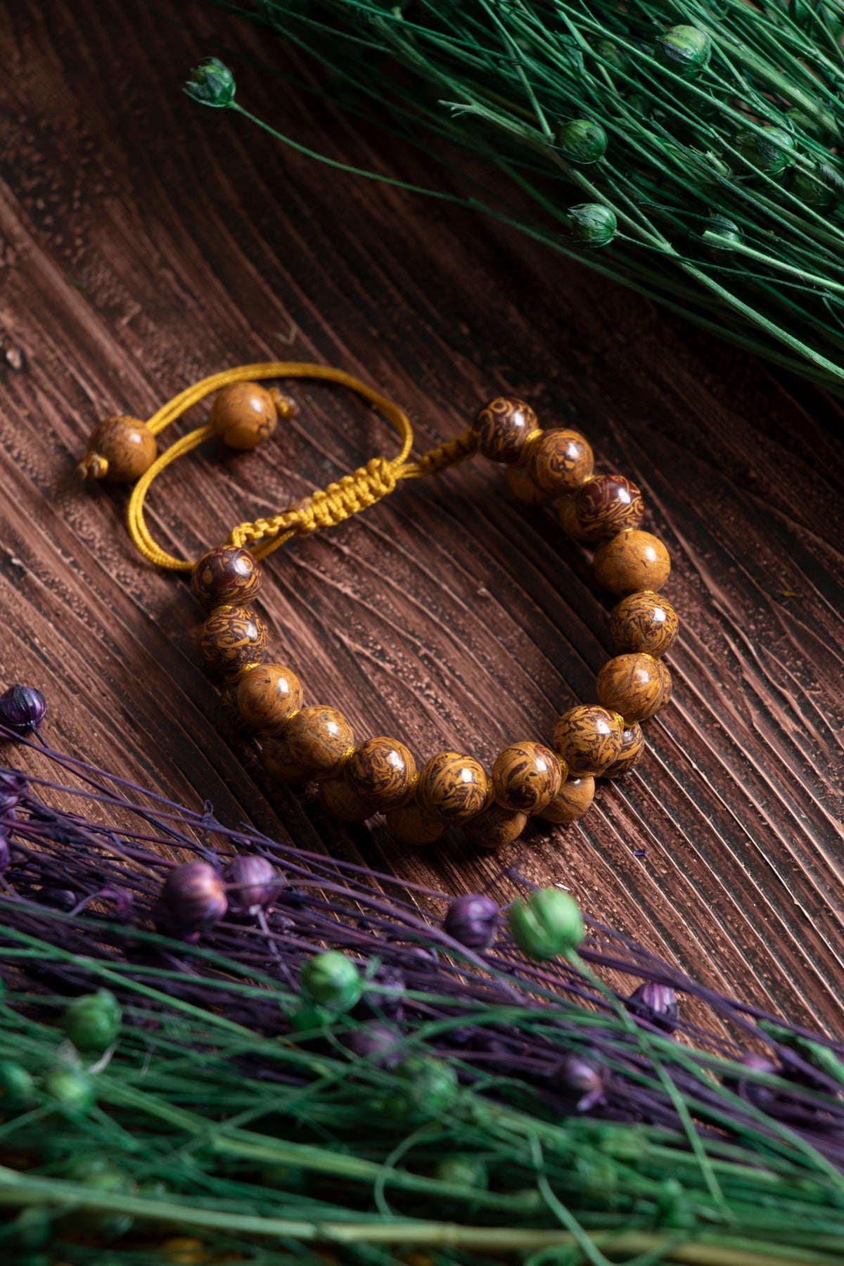 Image of Orijinal Sertifikalı Jasper Doğal Taş Çift Sıra Makrome Bileklik