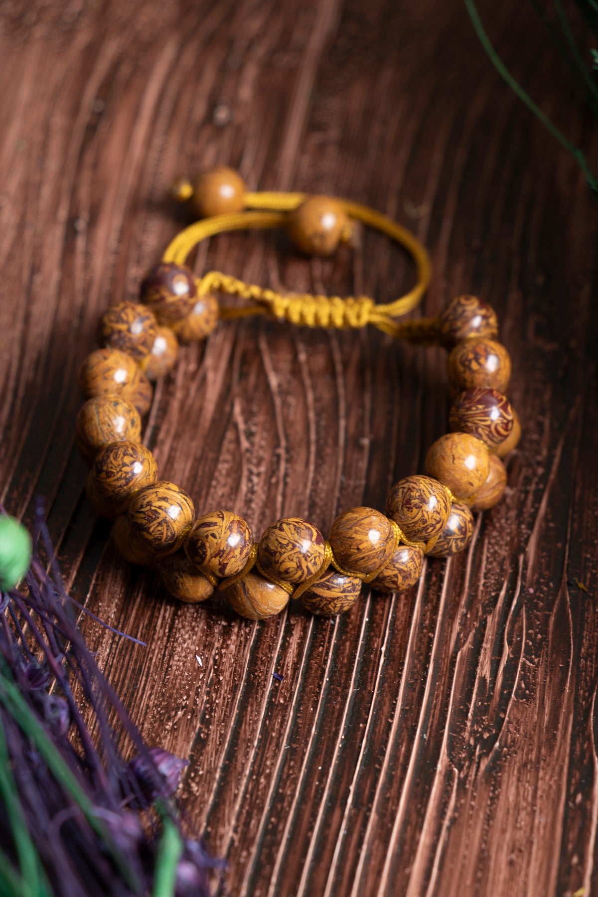 Image of Orijinal Sertifikalı Jasper Doğal Taş Çift Sıra Makrome Bileklik