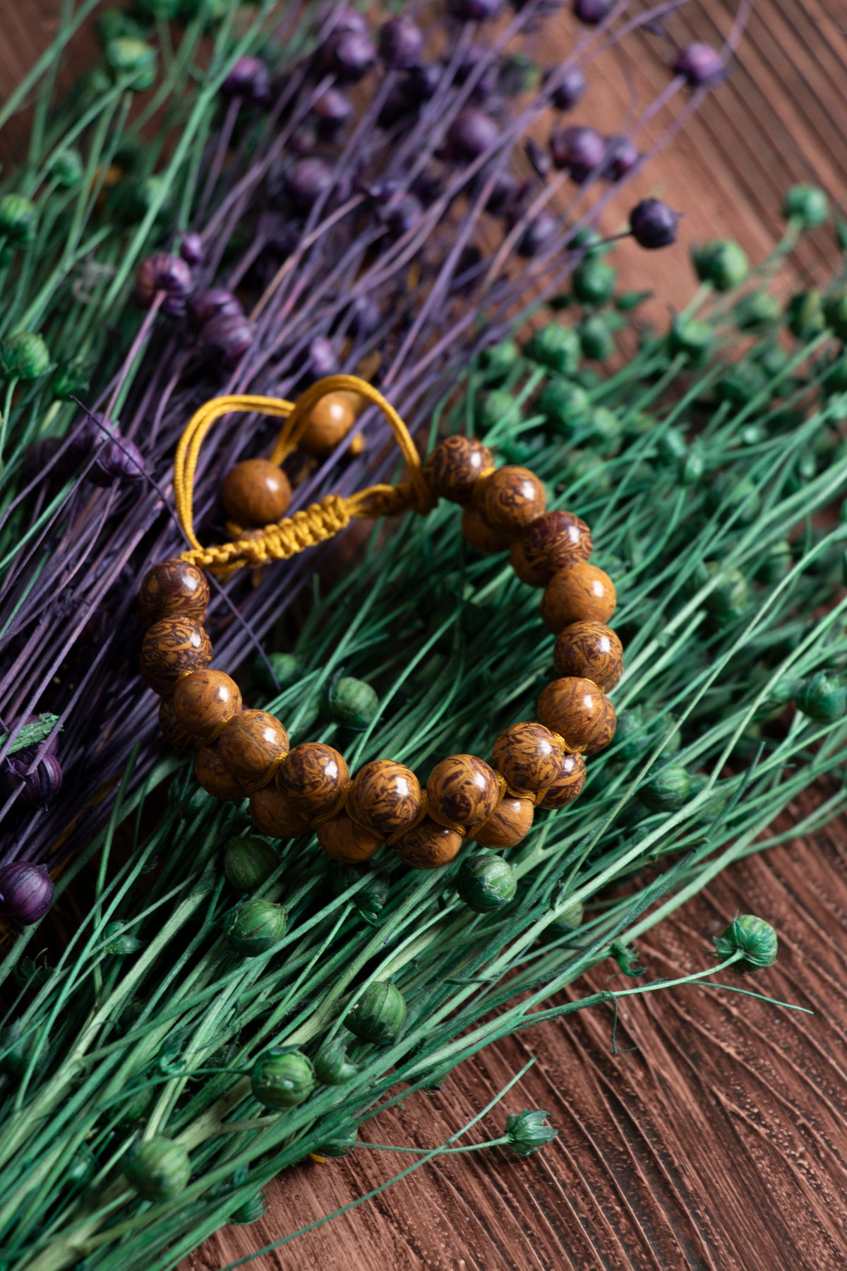 Image of Orijinal Sertifikalı Jasper Doğal Taş Çift Sıra Makrome Bileklik