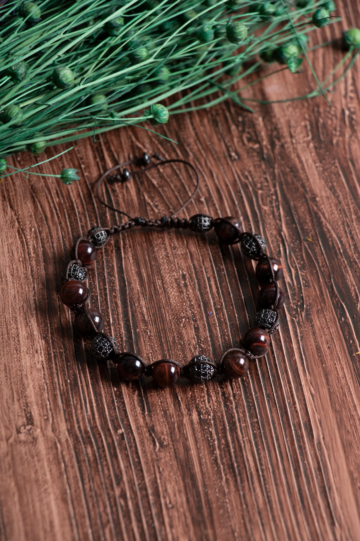 Image of Orijinal Sertifikalı Kaplan Gözü Zirkon Doğal Taş Makrome Bileklik