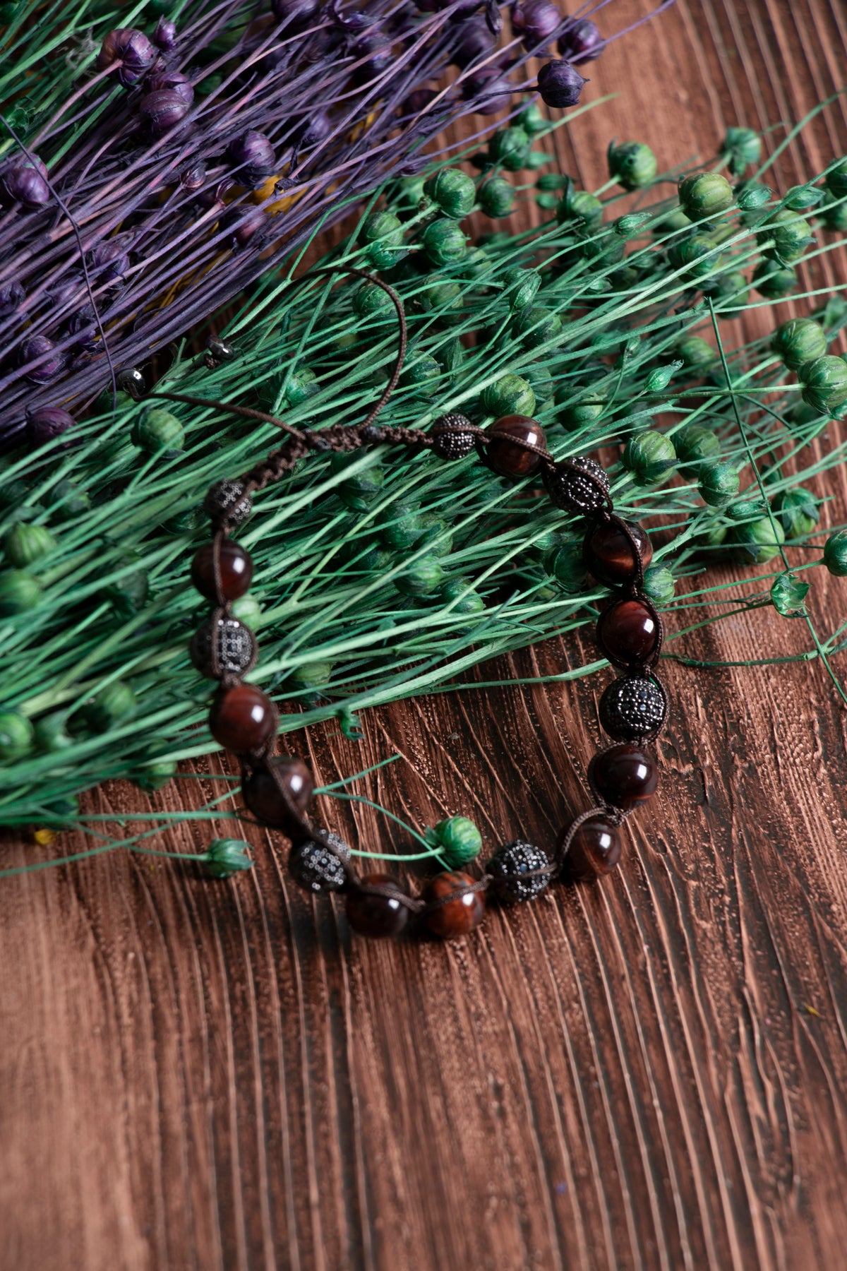 Image of Orijinal Sertifikalı Kaplan Gözü Zirkon Doğal Taş Makrome Bileklik