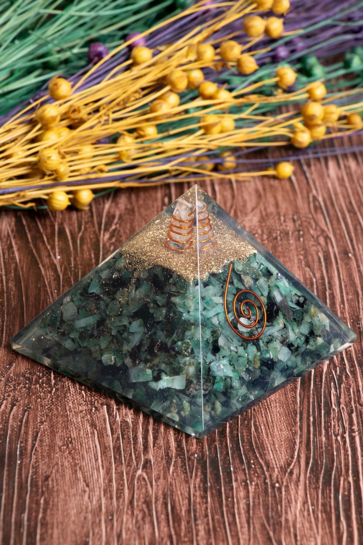 Image of Sertifikalı Malahit Doğal Taş Duygu Temizleme Piramidi S.K: 0017