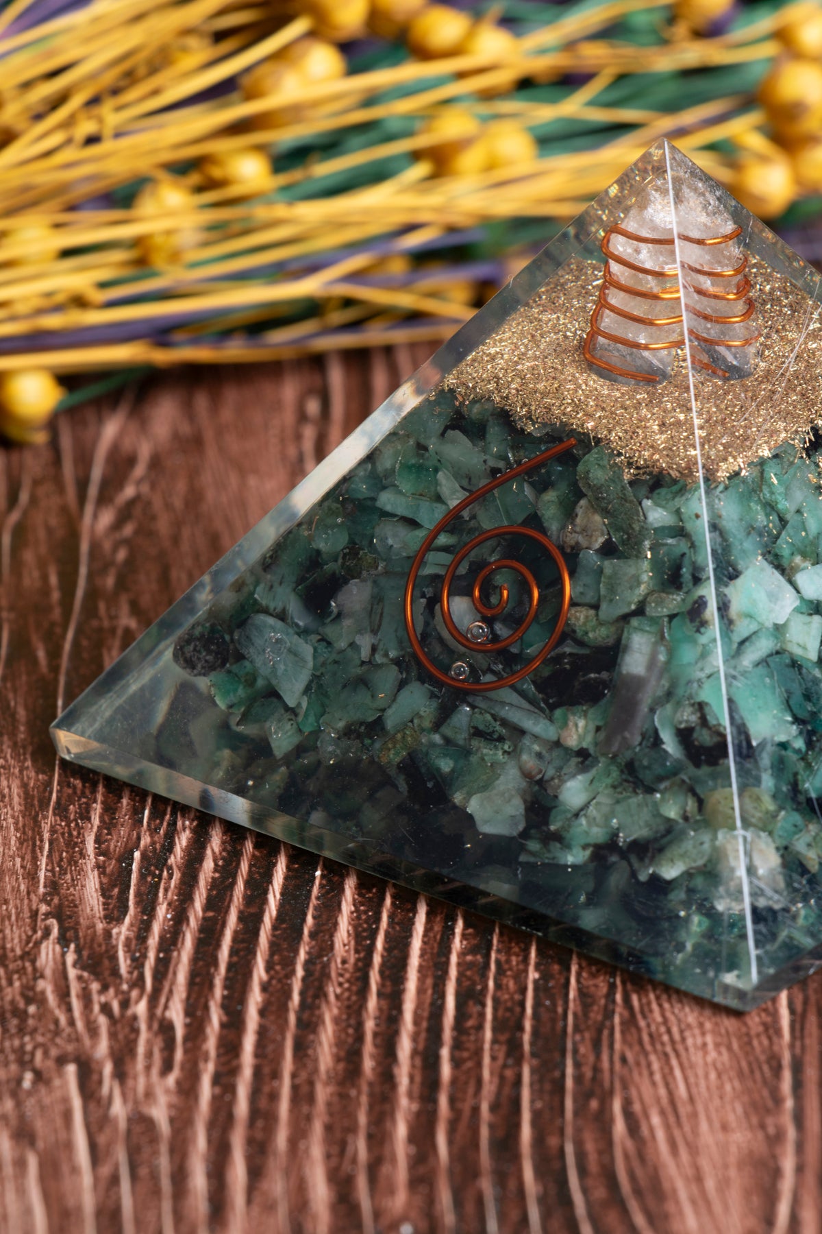 Image of Sertifikalı Malahit Doğal Taş Duygu Temizleme Piramidi S.K: 0017