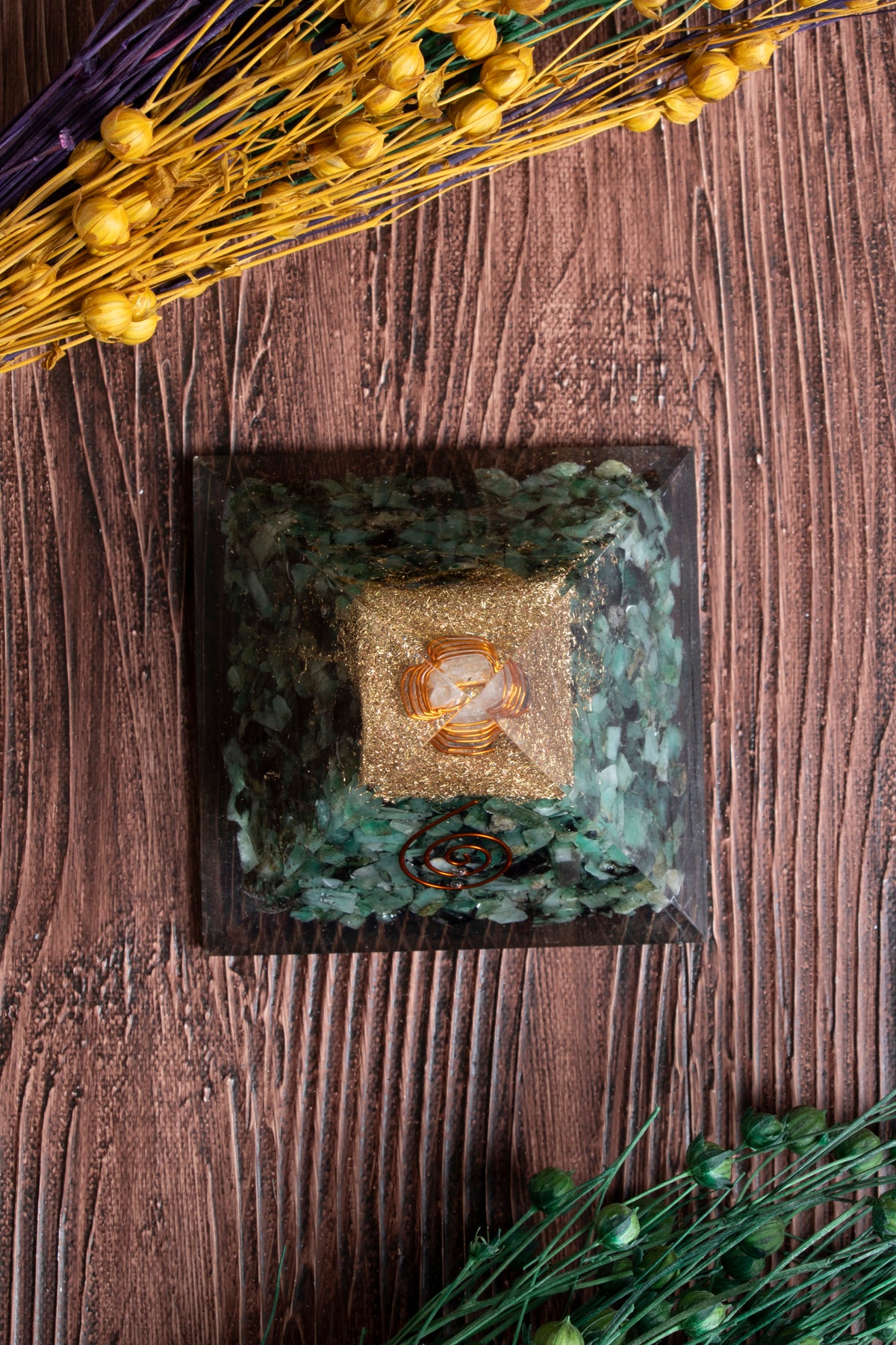 Image of Sertifikalı Malahit Doğal Taş Duygu Temizleme Piramidi S.K: 0017