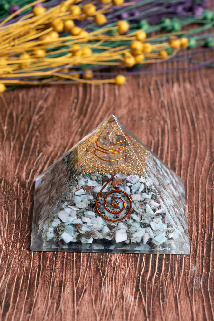 Sertifikalı Larimar Doğal Taş İletişim Piramidi S.K: 0019
