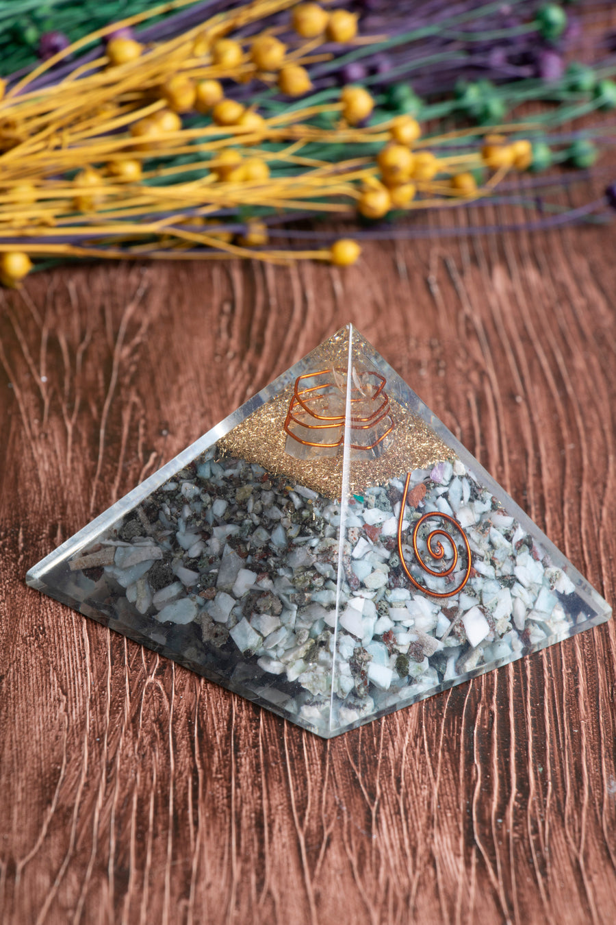 Sertifikalı Larimar Doğal Taş İletişim Piramidi S.K: 0019