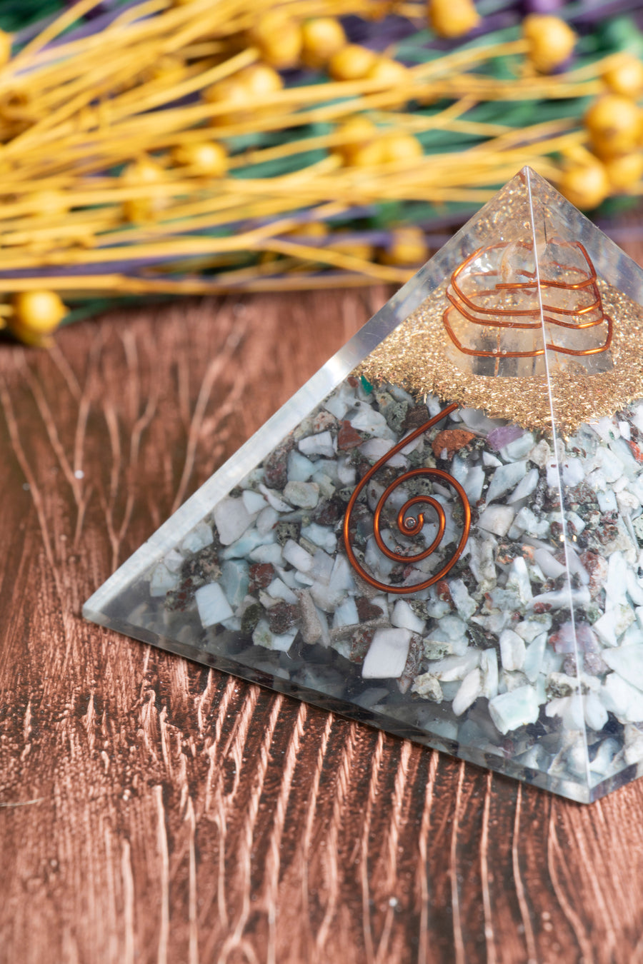 Sertifikalı Larimar Doğal Taş İletişim Piramidi S.K: 0019