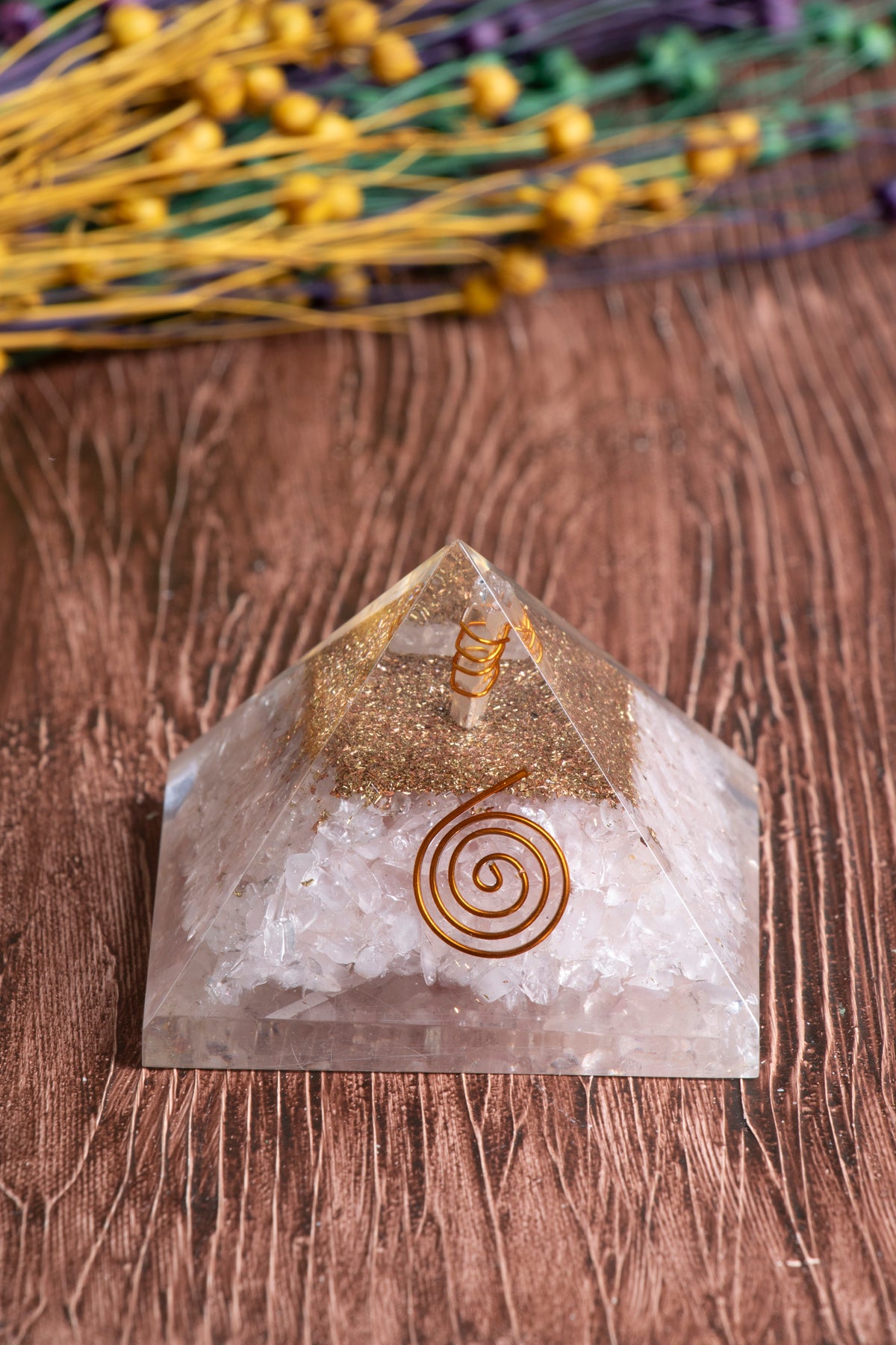 Image of Sertifikalı Pembe Kuvars Doğal Taş Kalp Şifa Piramidi S.K: 0026