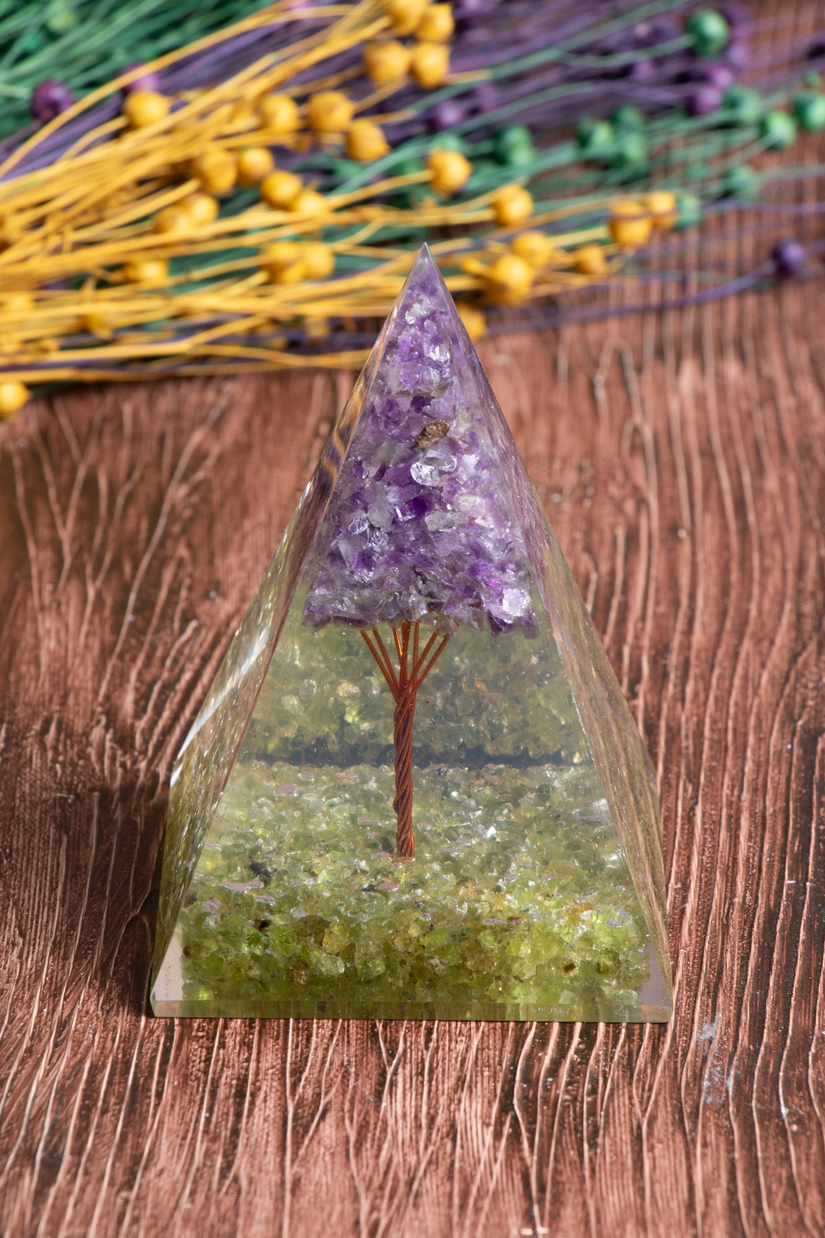 Image of Sertifikalı Zebercet- Ametist Doğal Taş Pozitif Frekans Piramidi S.K: 0027