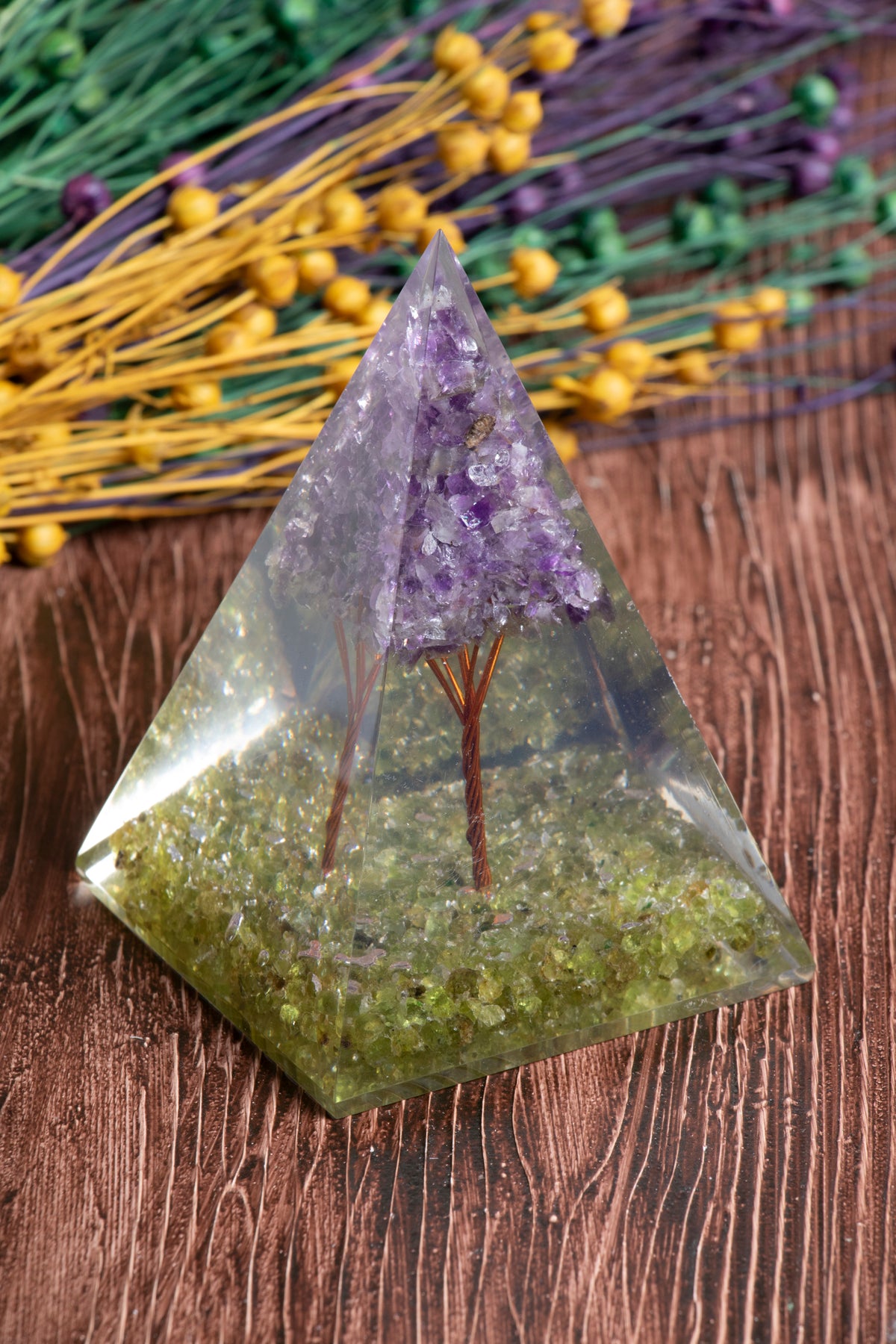 Image of Sertifikalı Zebercet- Ametist Doğal Taş Pozitif Frekans Piramidi S.K: 0027