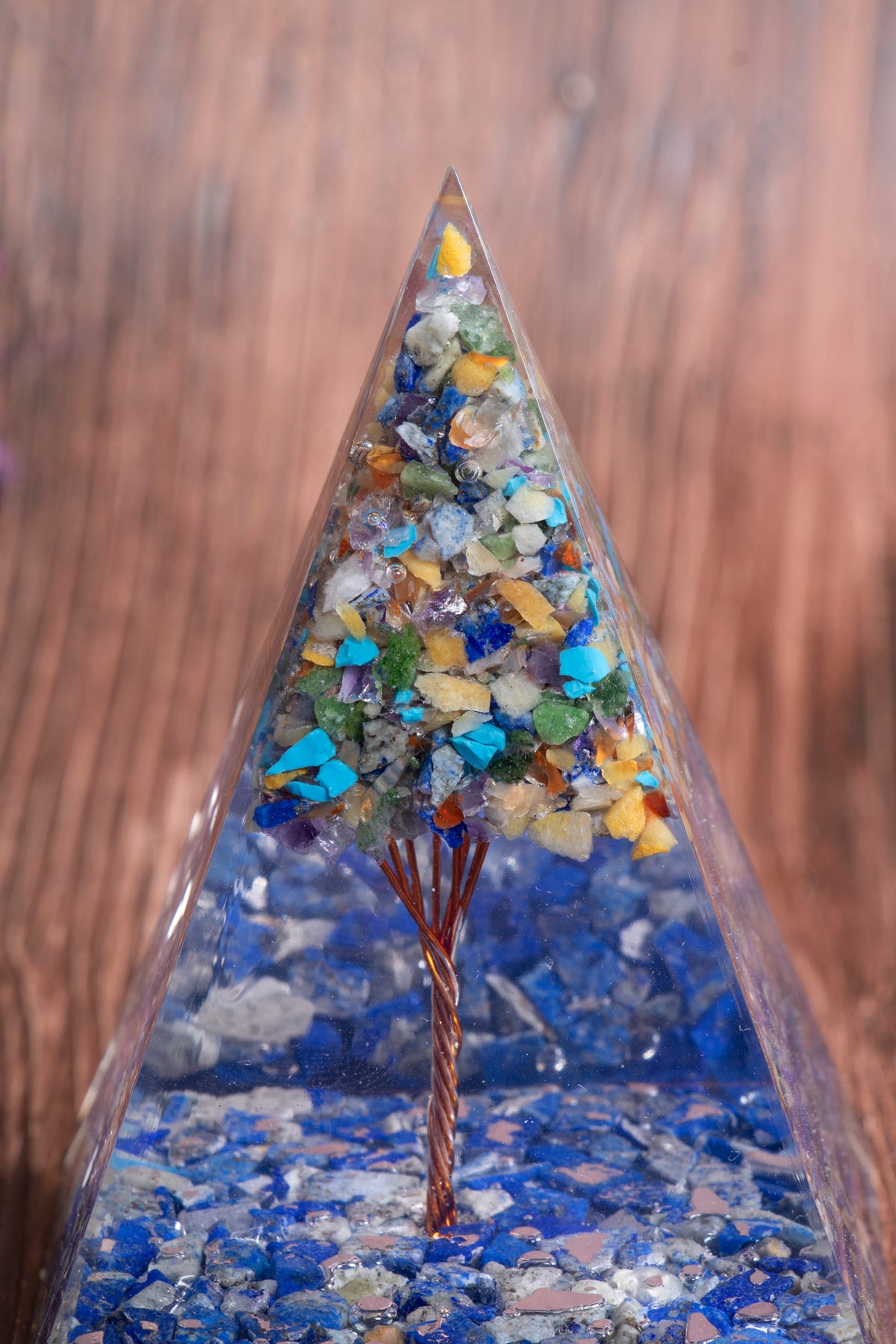 Image of Sertifikalı Lapis Lazuli Doğal Taş Genel Çakra Ağaçlı Piramit S.K: 0028