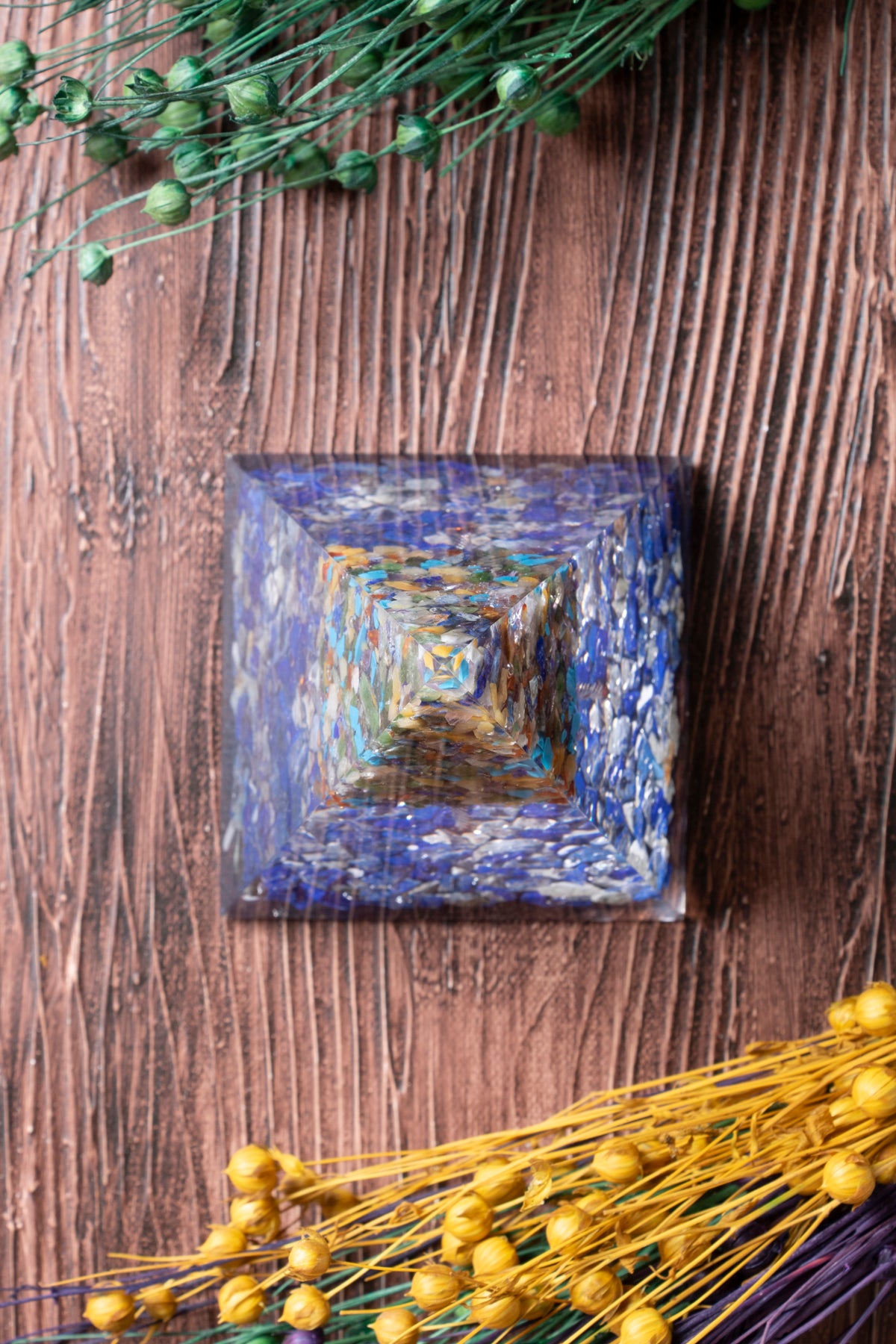 Image of Sertifikalı Lapis Lazuli Doğal Taş Genel Çakra Ağaçlı Piramit S.K: 0028