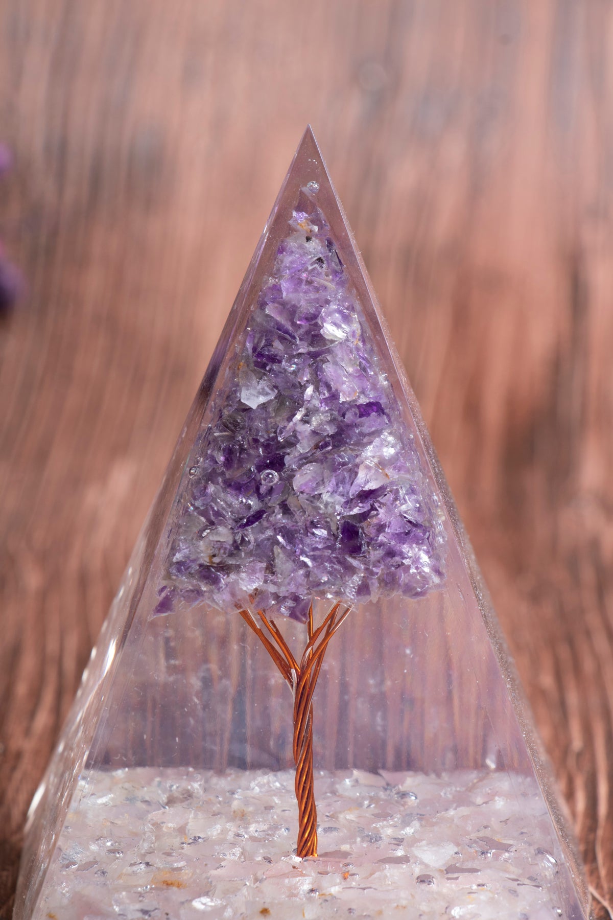 Image of Sertifikalı Pembe Kuvars - Ametist Doğal Taş Aşk Frekans Piramidi S.K: 0029