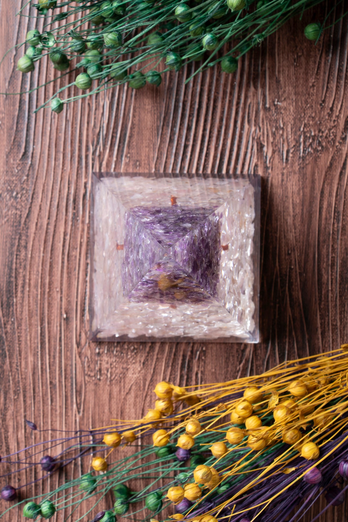 Image of Sertifikalı Pembe Kuvars - Ametist Doğal Taş Aşk Frekans Piramidi S.K: 0029