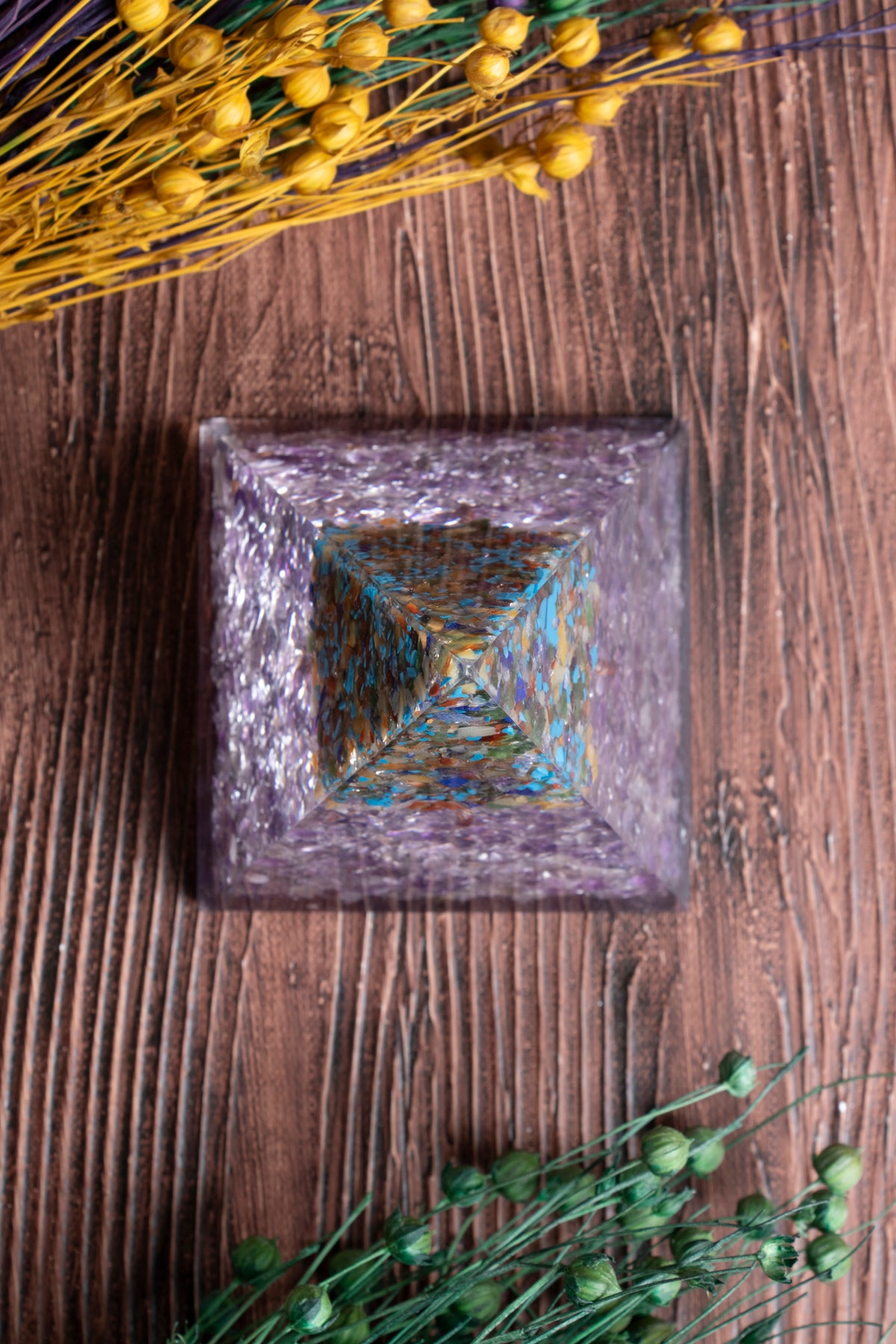 Image of Sertifikalı Ametist & Genel Çakra Ağaçlı Piramit S.K: 0033