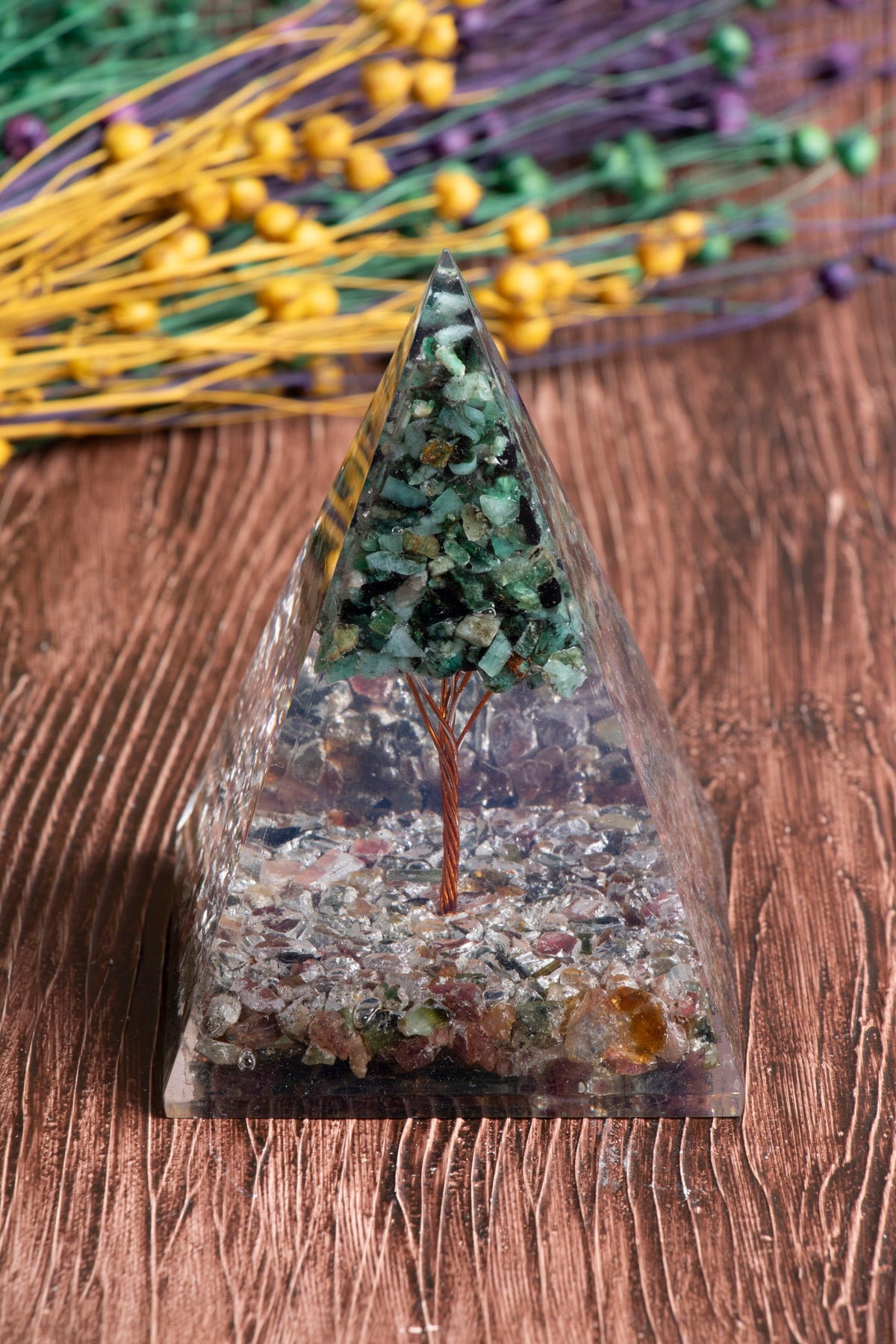 Image of Turmalin & Zümrüt Ağaçlı Piramit Büyüme & Koruma Piramidi S.K: 0035