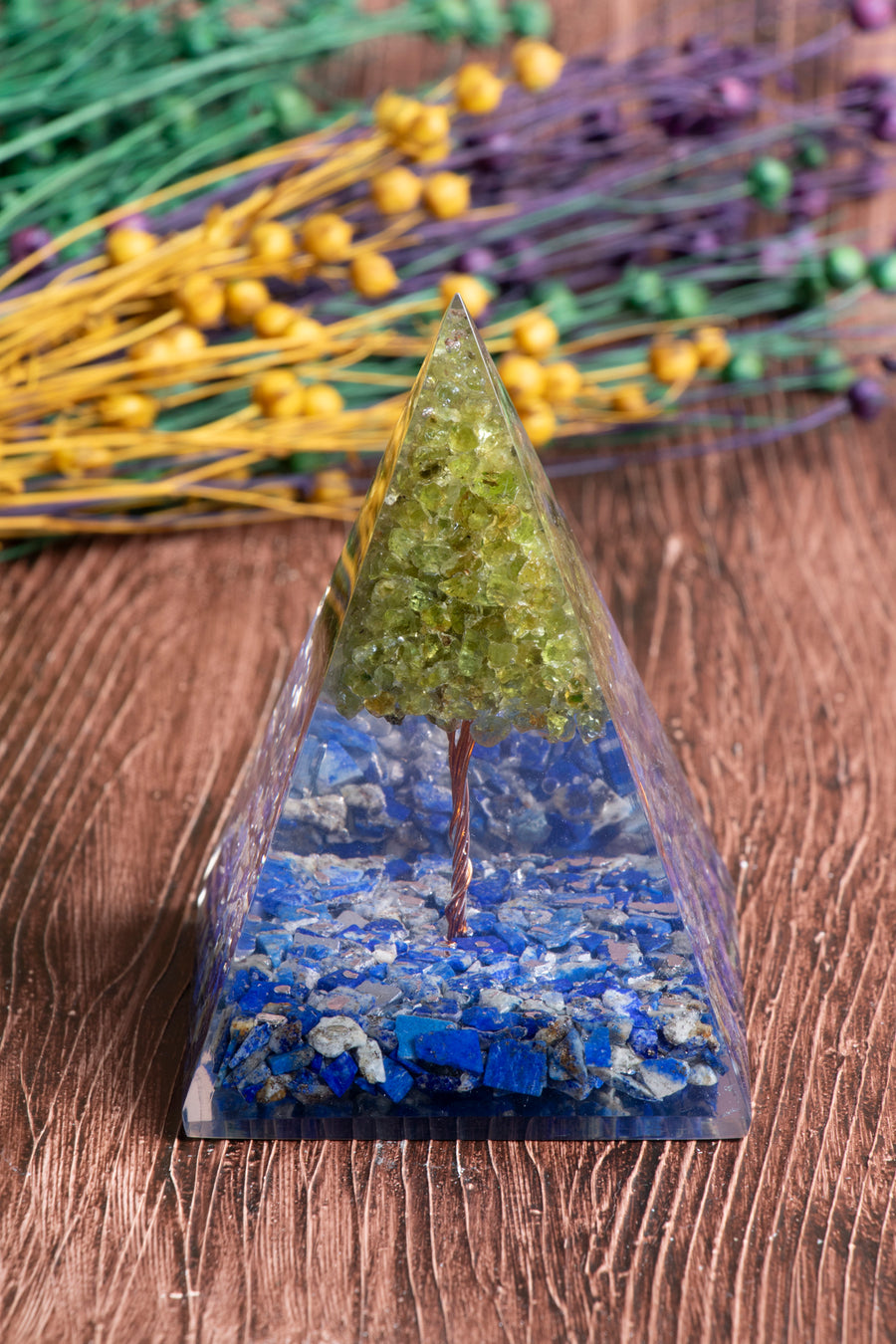 Sertifikalı Lapis Lazuli & Zebercet Ağaçlı Piramit - Hikmet Piramidi S.K:0037