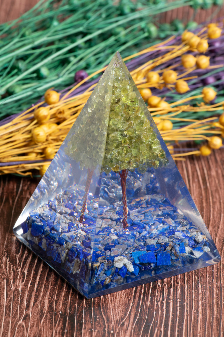 Sertifikalı Lapis Lazuli & Zebercet Ağaçlı Piramit - Hikmet Piramidi S.K:0037