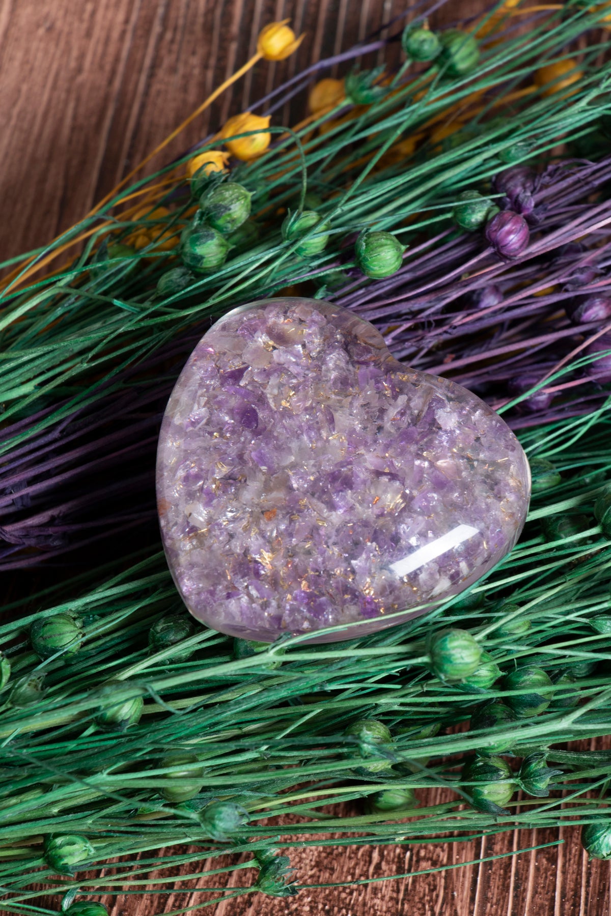 Image of Sertifikalı Ametist Doğal Taş Mor Dinginlik Kalbi S.K: 0044