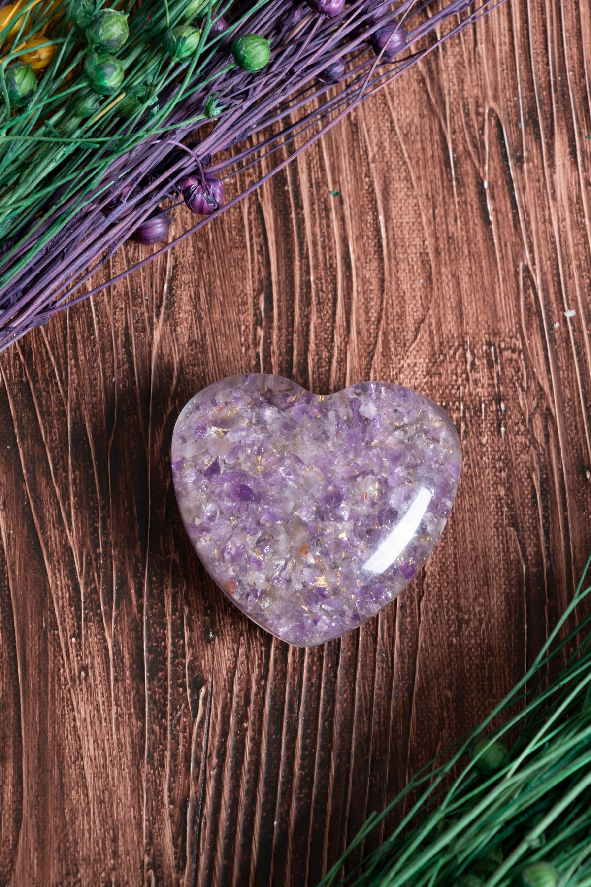 Image of Sertifikalı Ametist Doğal Taş Mor Dinginlik Kalbi S.K: 0044