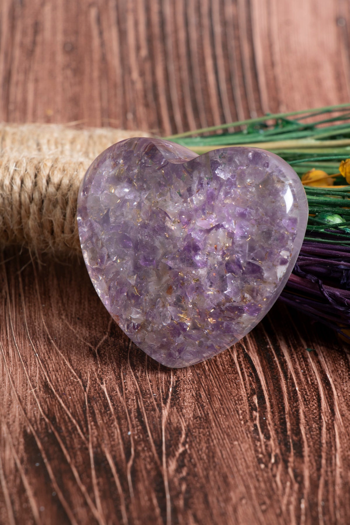 Image of Sertifikalı Ametist Doğal Taş Mor Dinginlik Kalbi S.K: 0044