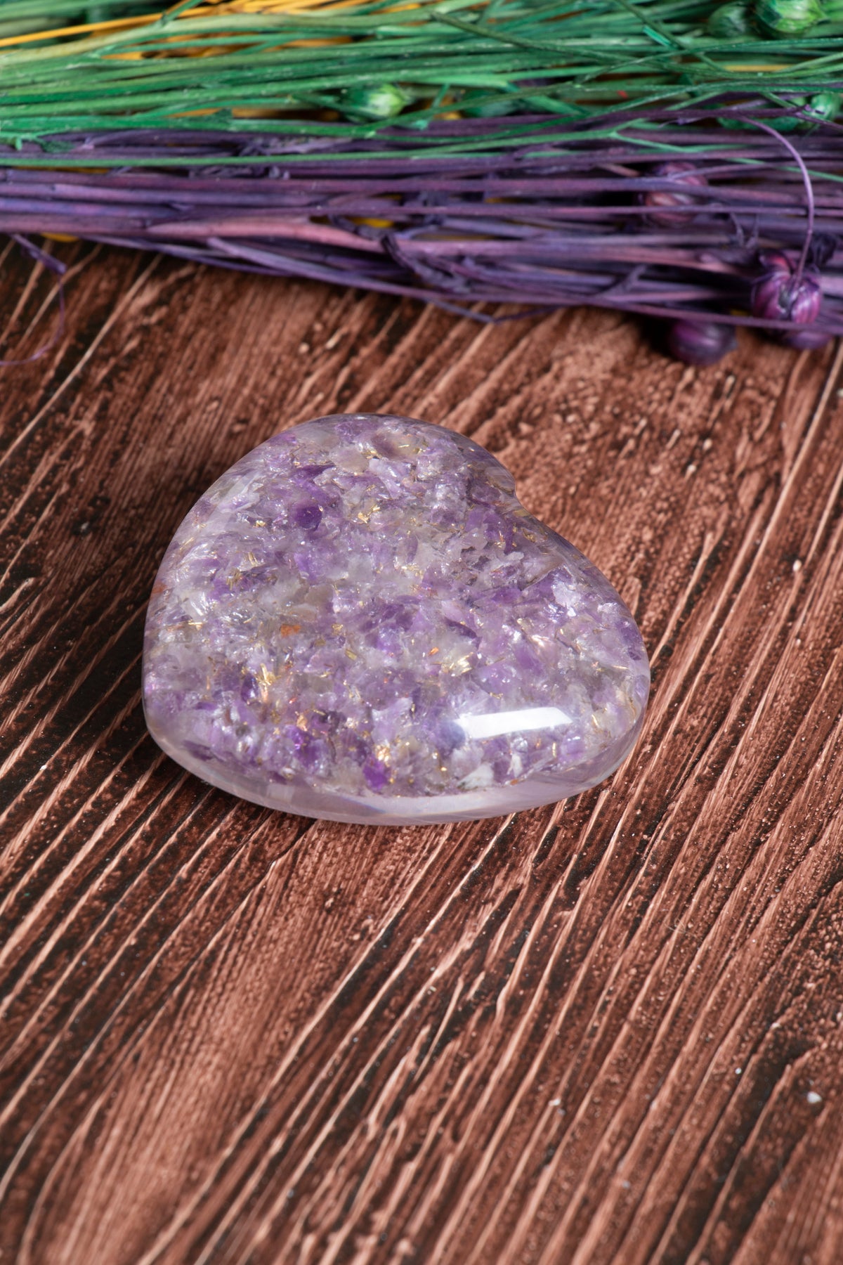 Image of Sertifikalı Ametist Doğal Taş Mor Dinginlik Kalbi S.K: 0044