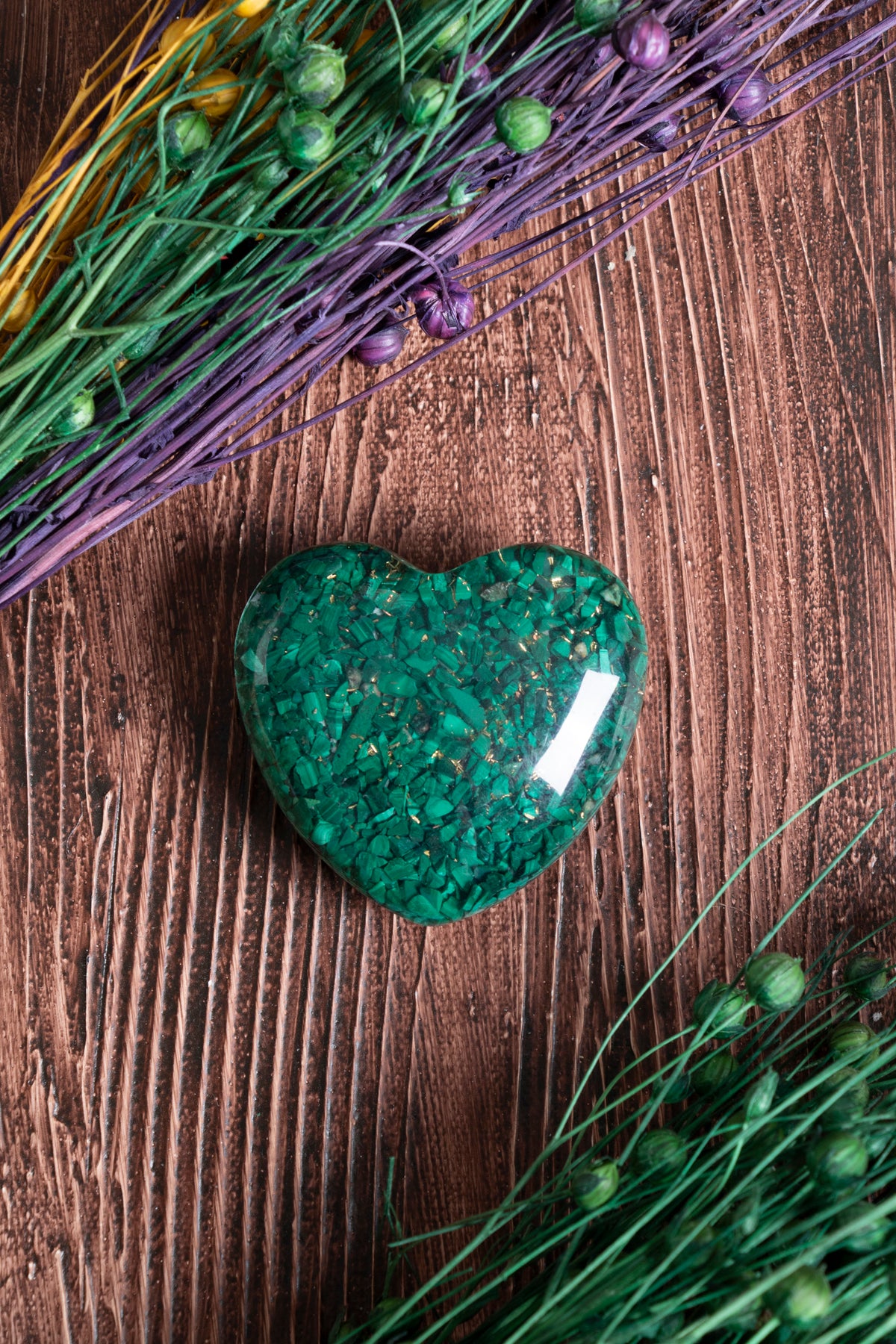 Image of Sertifikalı Malahit Doğal Taş Dönüşüm Kalbi S.K: 0045