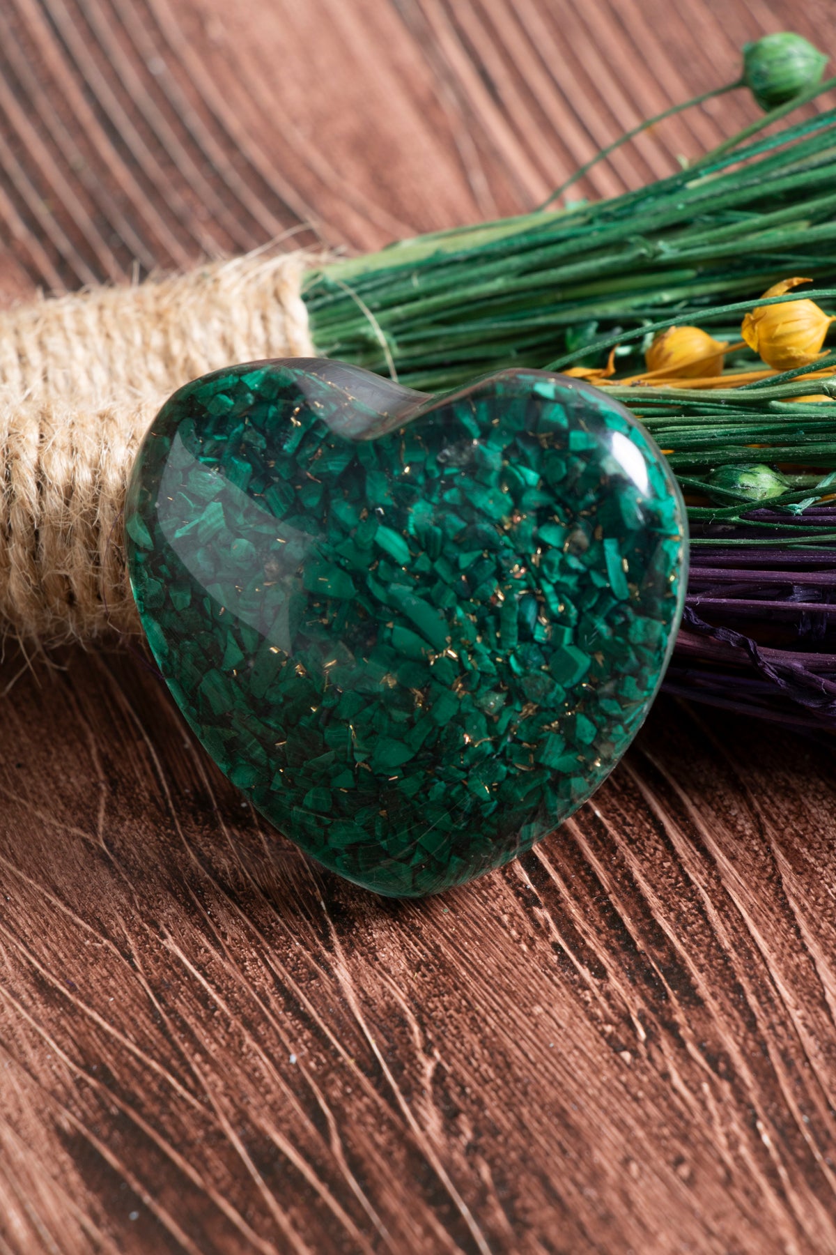 Image of Sertifikalı Malahit Doğal Taş Dönüşüm Kalbi S.K: 0045