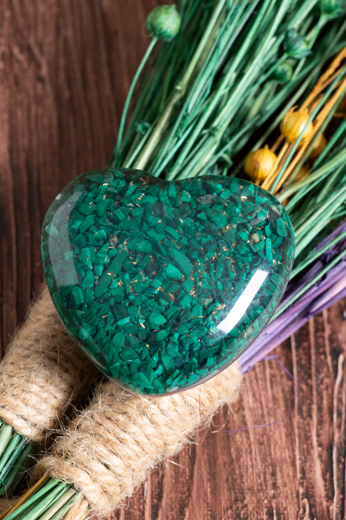 Image of Sertifikalı Malahit Doğal Taş Dönüşüm Kalbi S.K: 0045