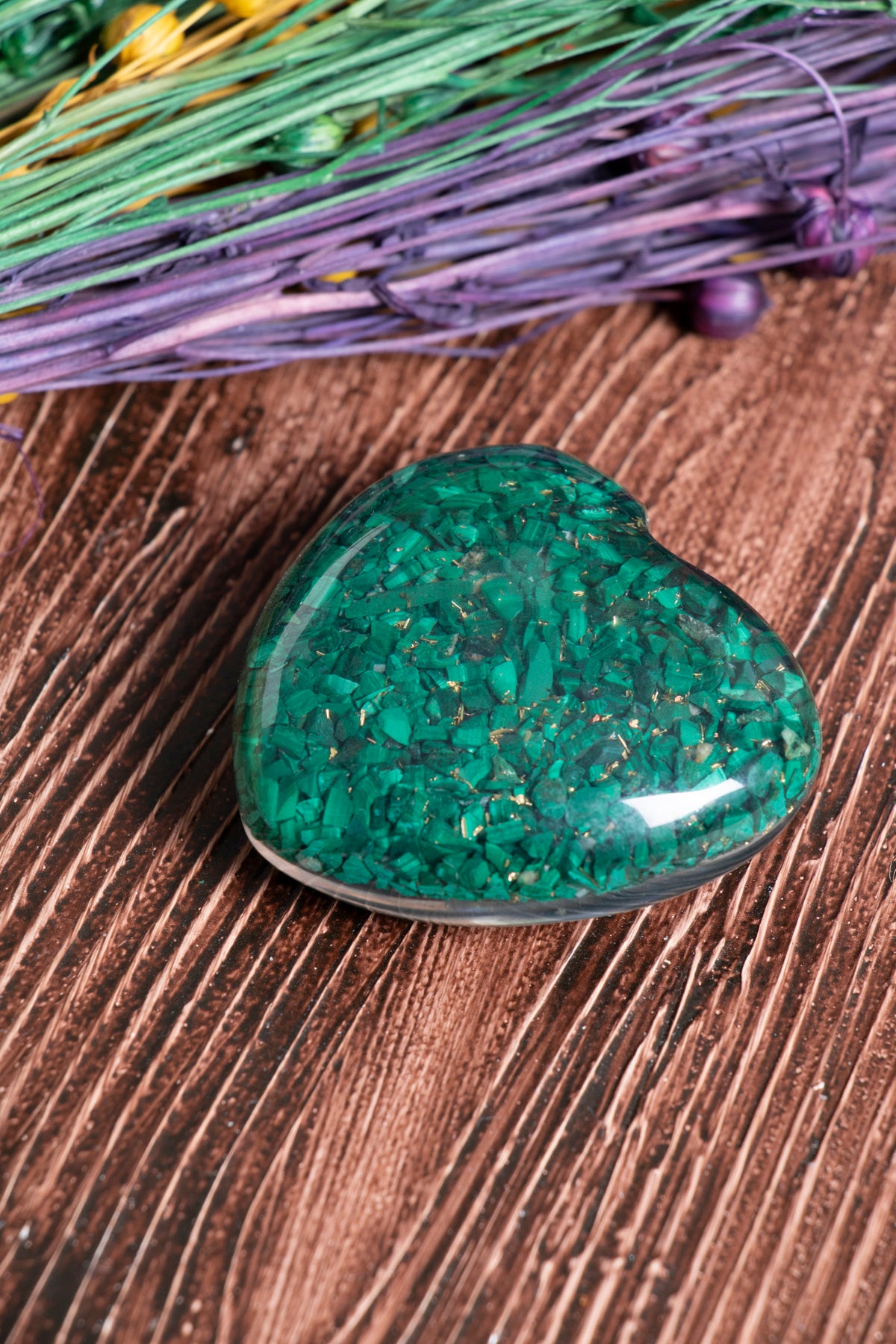 Image of Sertifikalı Malahit Doğal Taş Dönüşüm Kalbi S.K: 0045