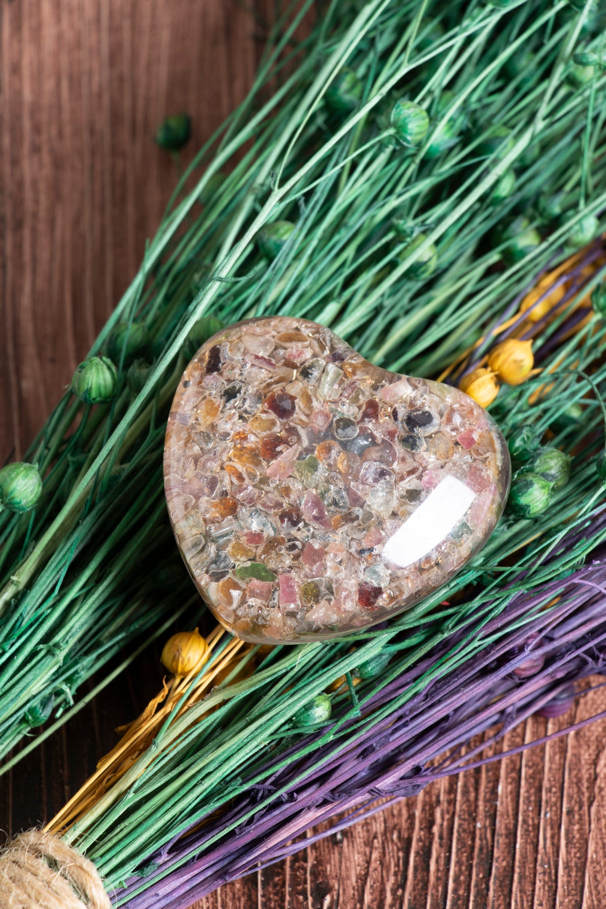 Image of Sertifikalı Turmalin Doğal Taş Rezonans Dengeleyici Kalp S.K: 0048