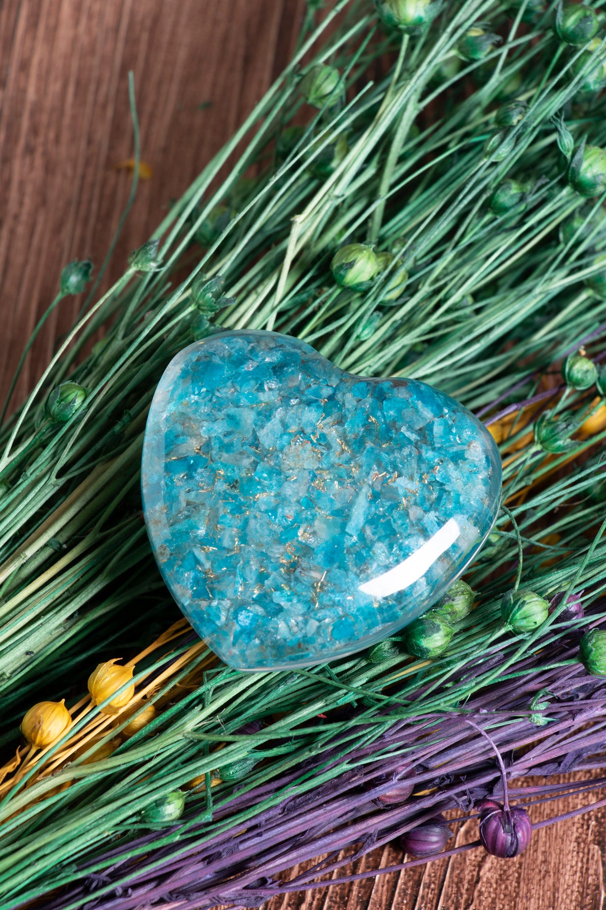 Image of Sertifikalı Apatit Doğal Taş İlham, Denge ve Özgüven Kalbi S.K: 0049