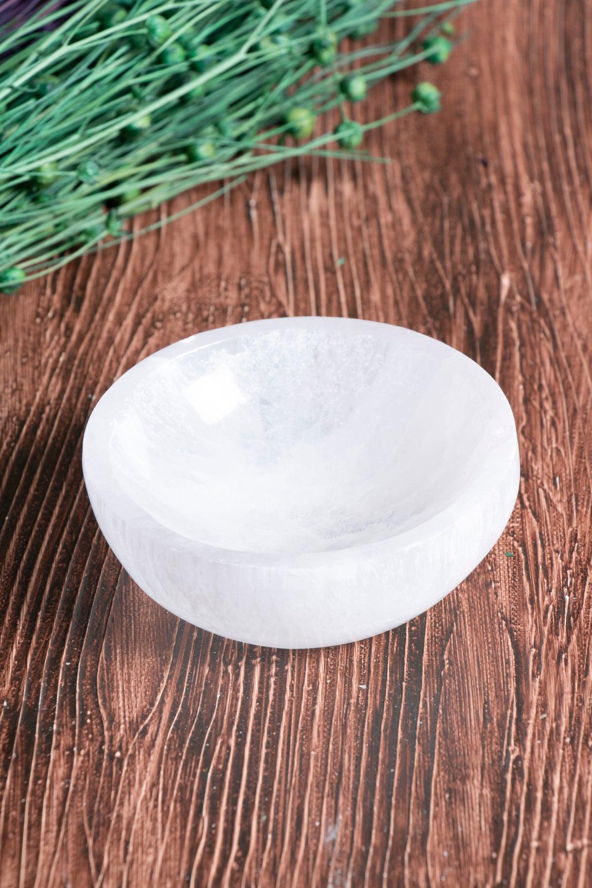 Image of Sertifikalı Yuvarlak Selenit Doğal Taş Enerji Temizleme Tabağı S.K: 0055