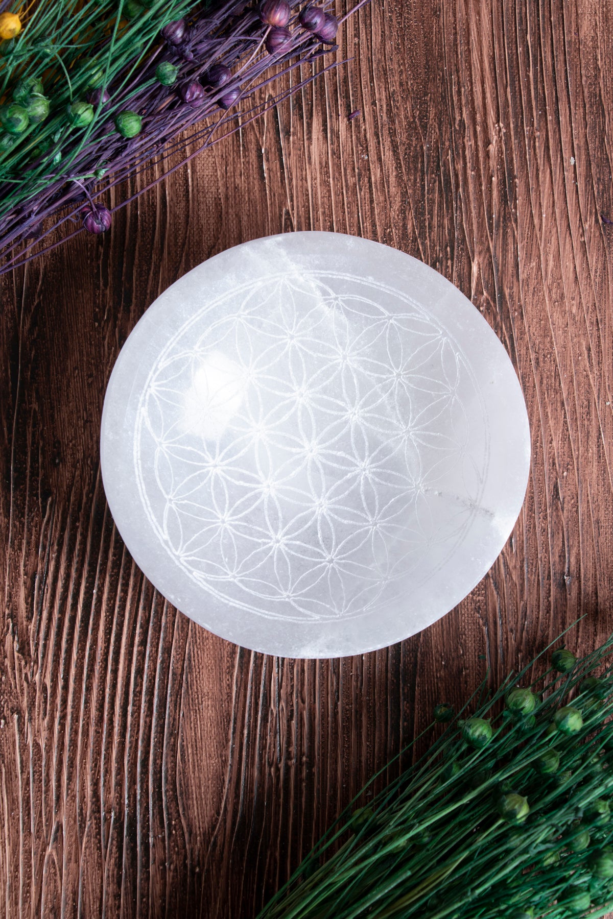 Image of Sertifikalı Selenit Doğal Taş Desenli Enerji Temizleme Tabağı S.K: 0061