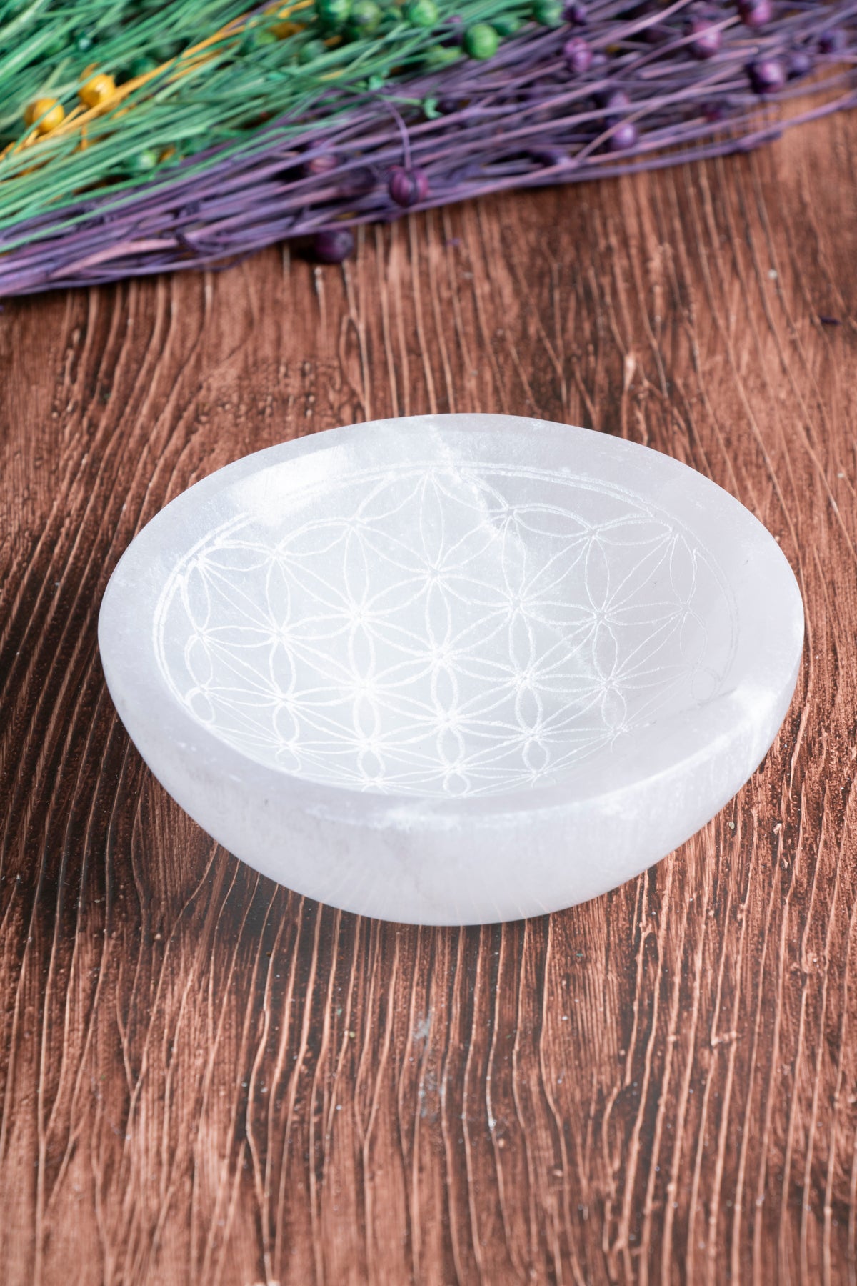 Image of Sertifikalı Selenit Doğal Taş Desenli Enerji Temizleme Tabağı S.K: 0061