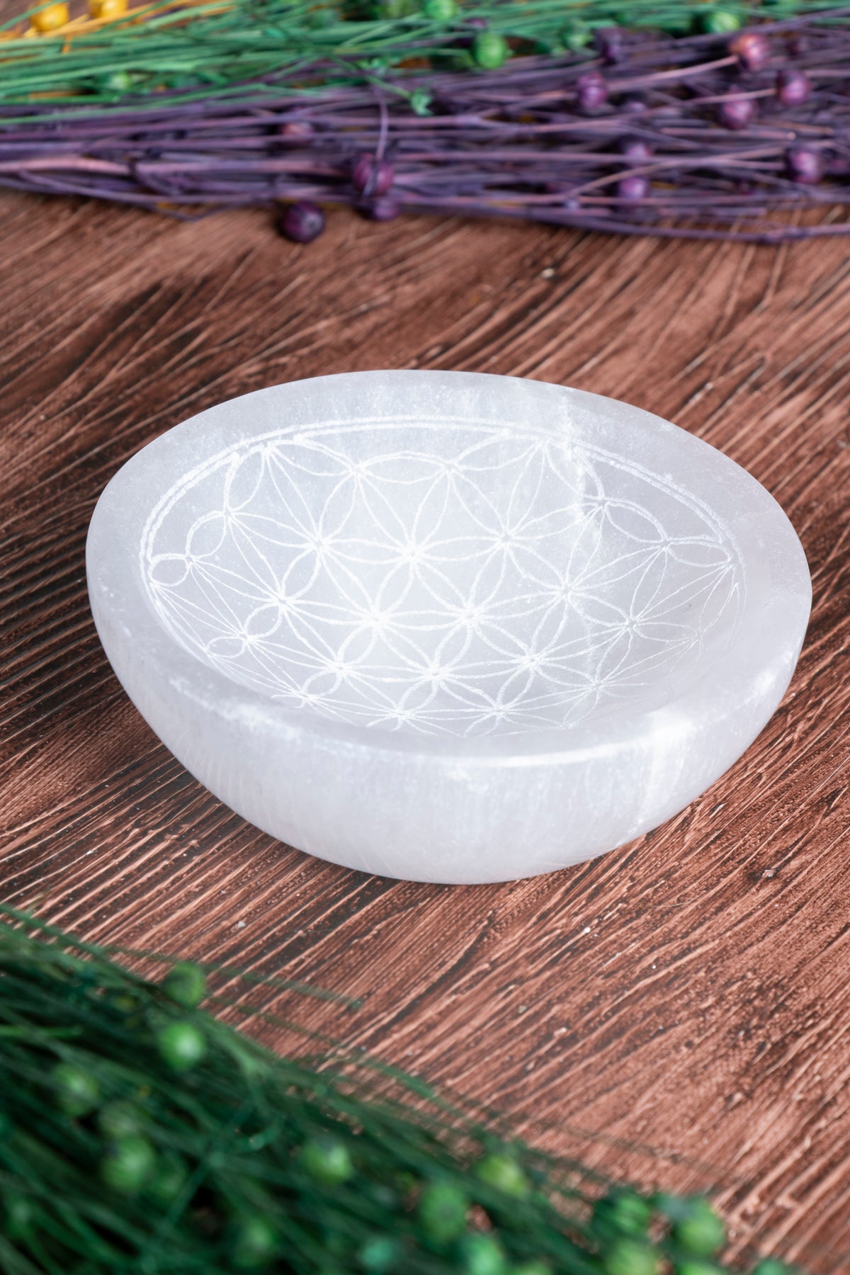 Image of Sertifikalı Selenit Doğal Taş Desenli Enerji Temizleme Tabağı S.K: 0061