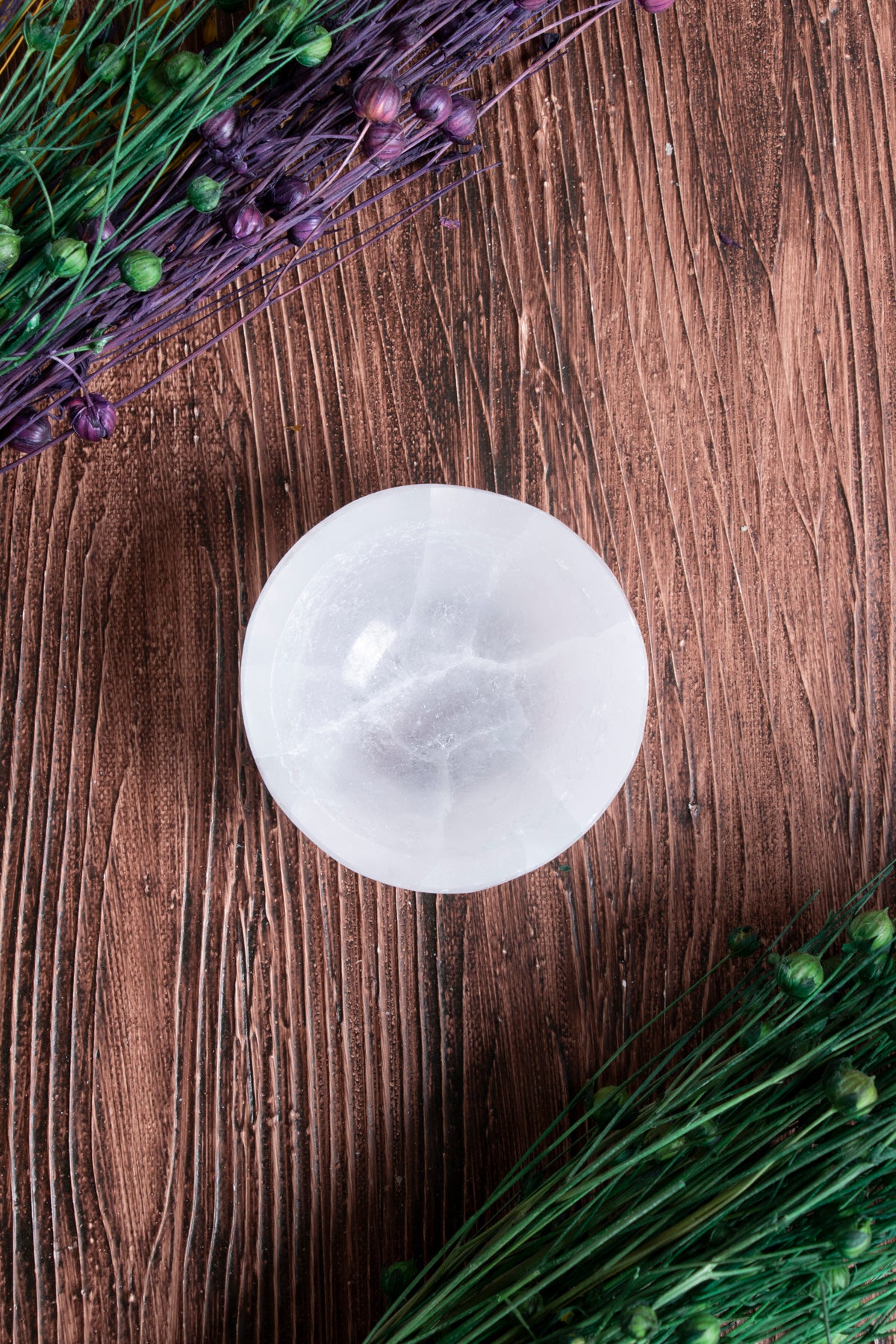 Image of Sertifikalı Selenit Doğal Taş Yuvarlak Enerji Temizleme Tabağı S.K: 0062