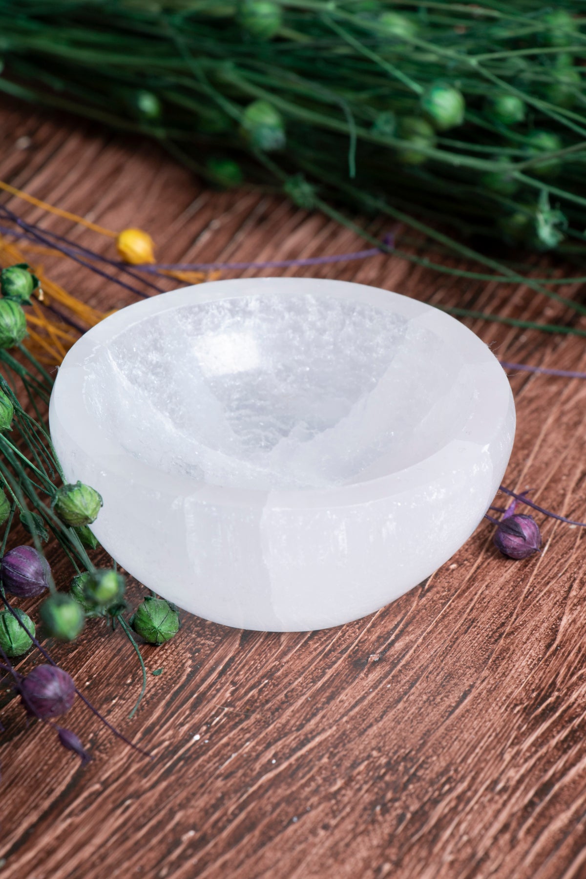 Image of Sertifikalı Selenit Doğal Taş Yuvarlak Enerji Temizleme Tabağı S.K: 0062