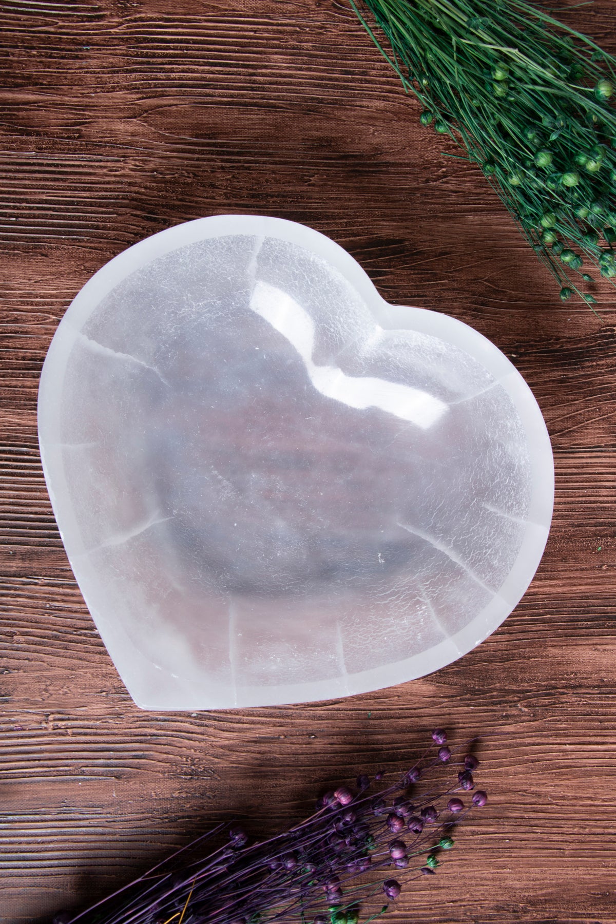 Image of Sertifikalı Selenit Doğal Taş Şefkat Havuzu Kalp Tabak S.K: 0069