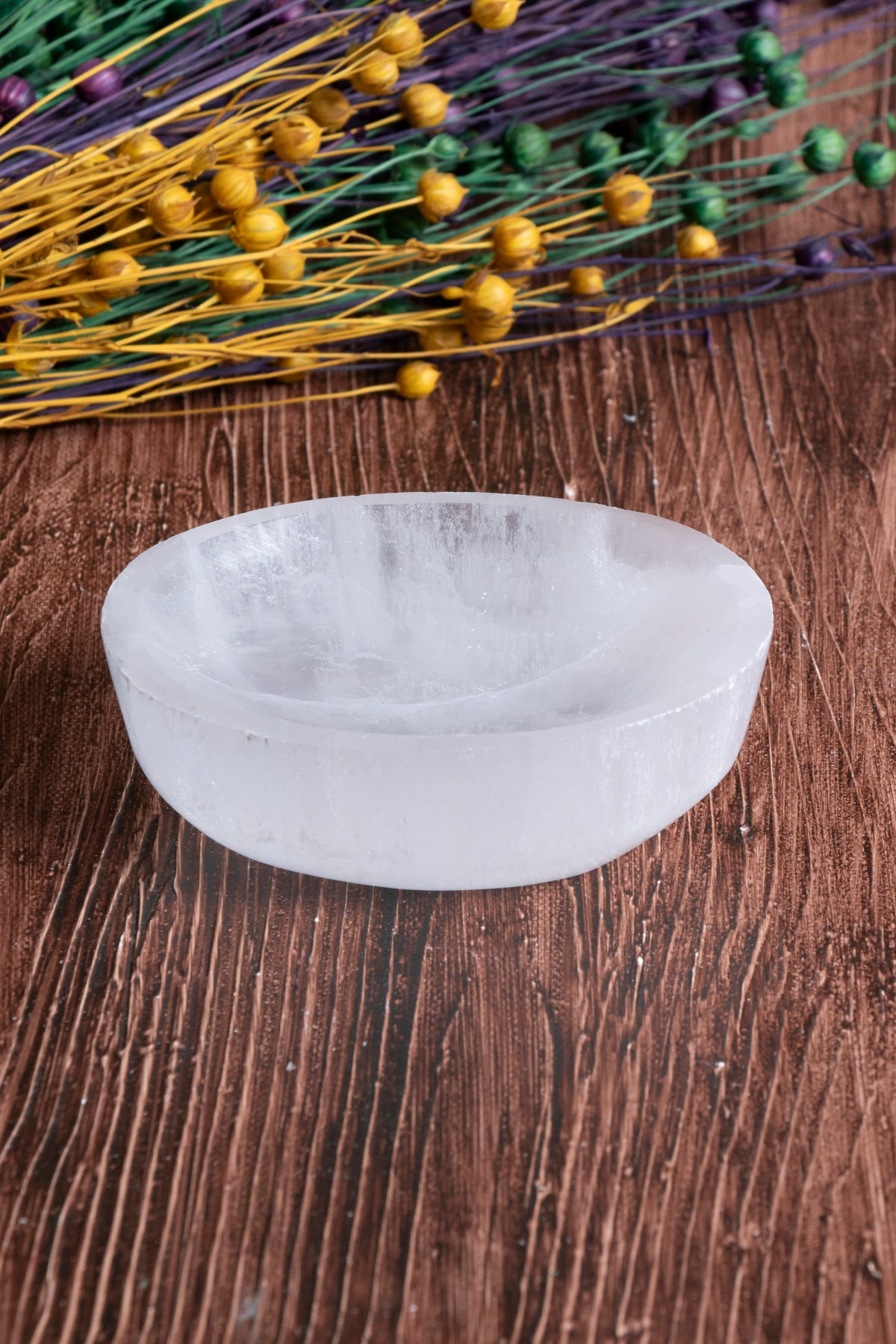 Image of Seryifikalı Doğal Taş Selenit Kolye - Bileklik Tabağı (Elips Selenit Tabak no.2) S.K: 0075