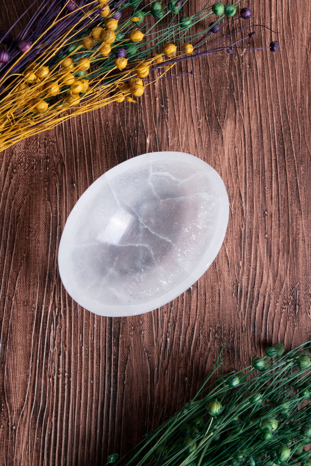 Image of Sertifikalı Doğal Taş Selenit Kolye - Bileklik Tabağı (Elips Selenit Tabak no.3) S.K: 0076