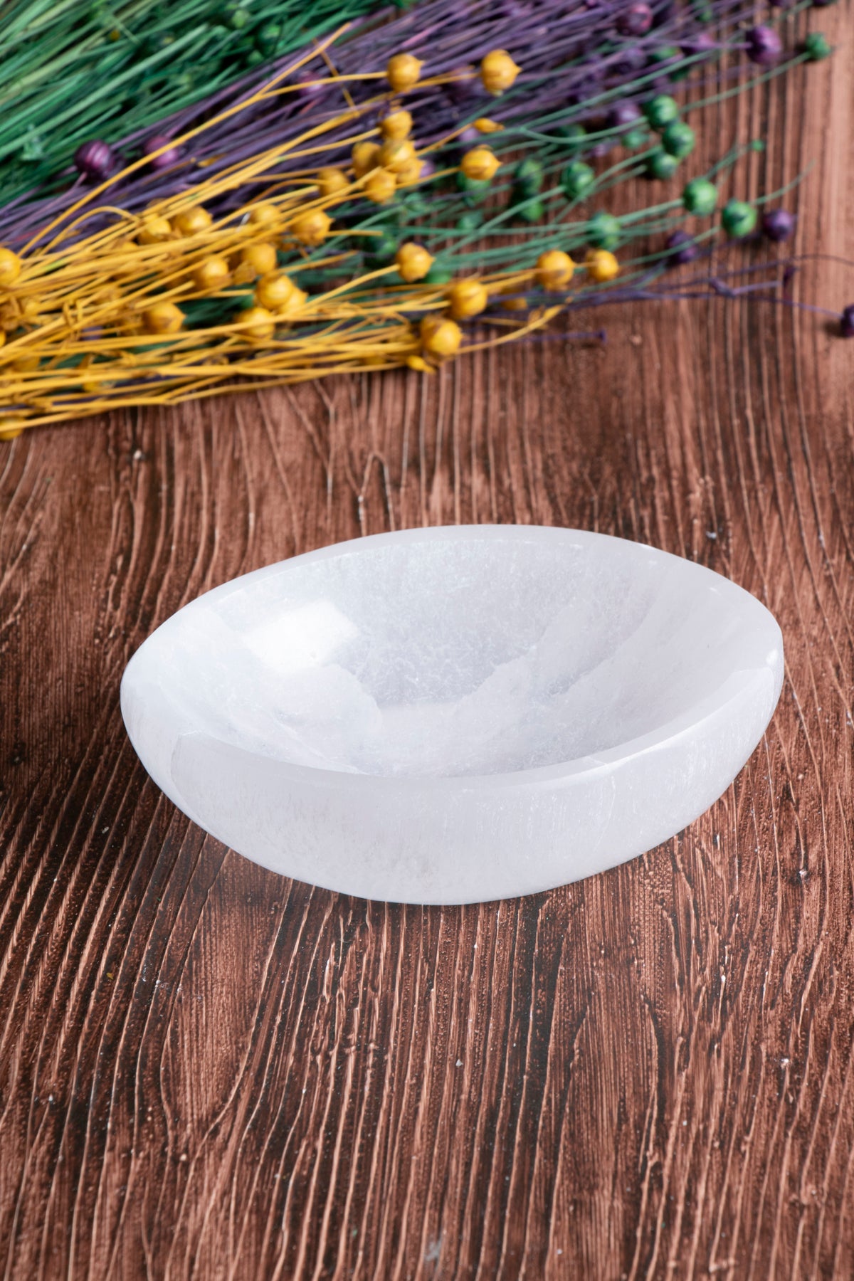 Image of Sertifikalı Selenit Doğal Taş Kolye - Bileklik Enerji Banyosu (Elips Selenit Tabak no.4) S.K: 0077