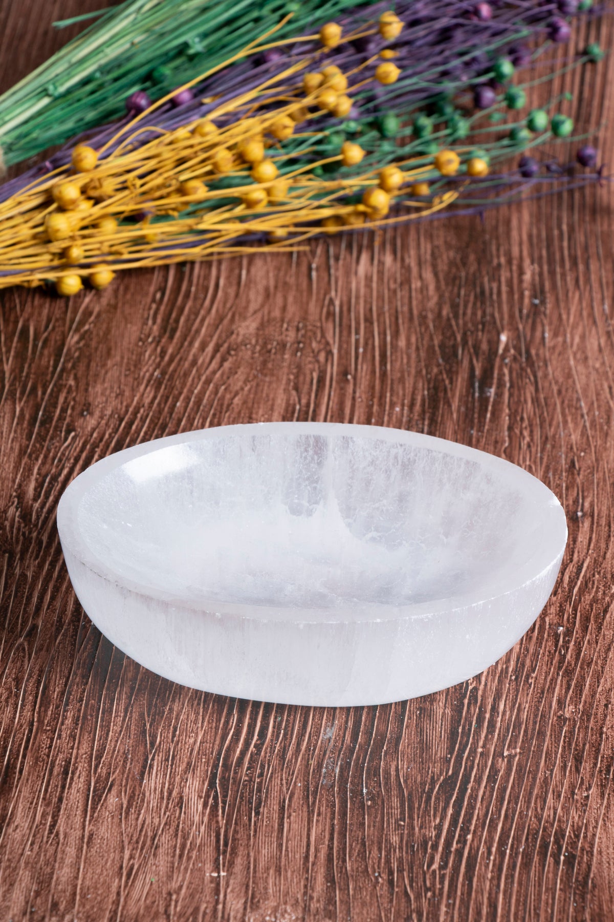 Image of Sertifikalı Selenit Doğal Taş Kolye - Bileklik Enerji Banyosu (Elips Selenit Tabak no.5) S.K: 0078