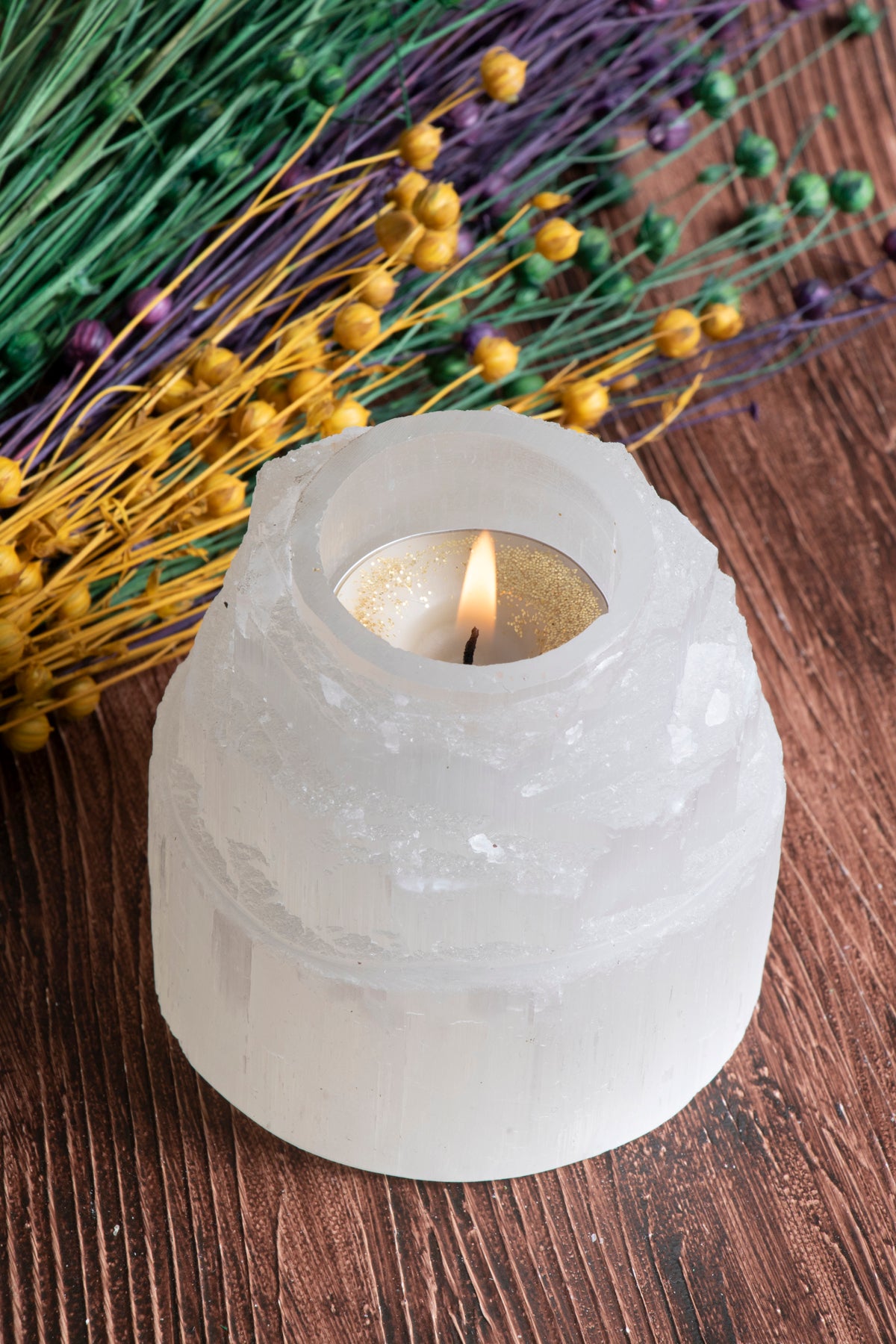 Image of Sertifikalı Selenit Dekoratif Mumluk (Evinizin Enerji Filtresi) S.K: 0079